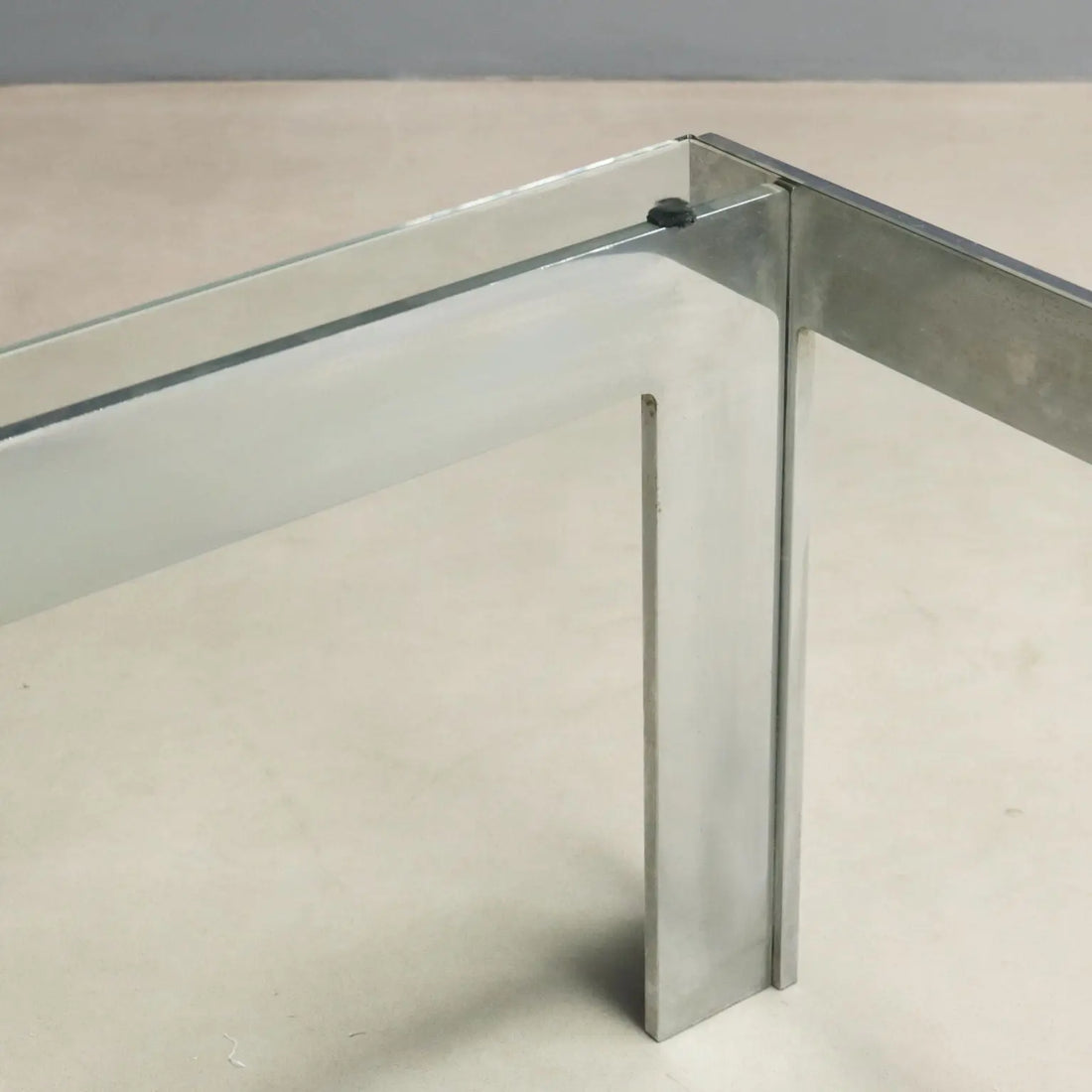 Vintage Coffee Table Metal Glass Design Italy 1970s