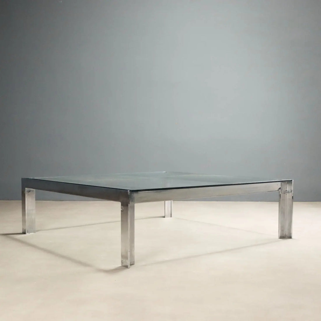 Vintage Coffee Table Metal Glass Design Italy 1970s