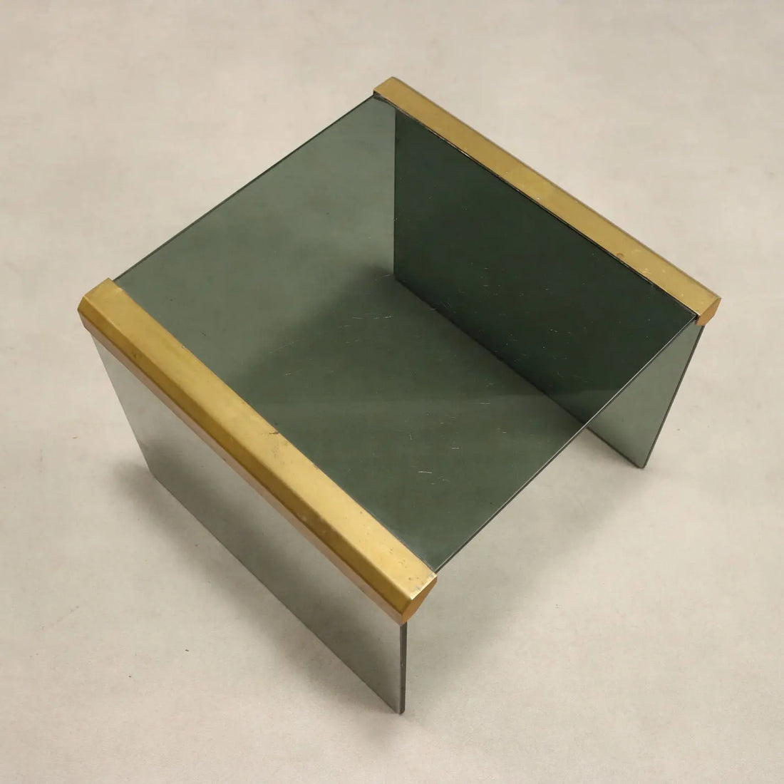 Vintage Coffee Table Smoked Glass Brass Design Italy 1980s