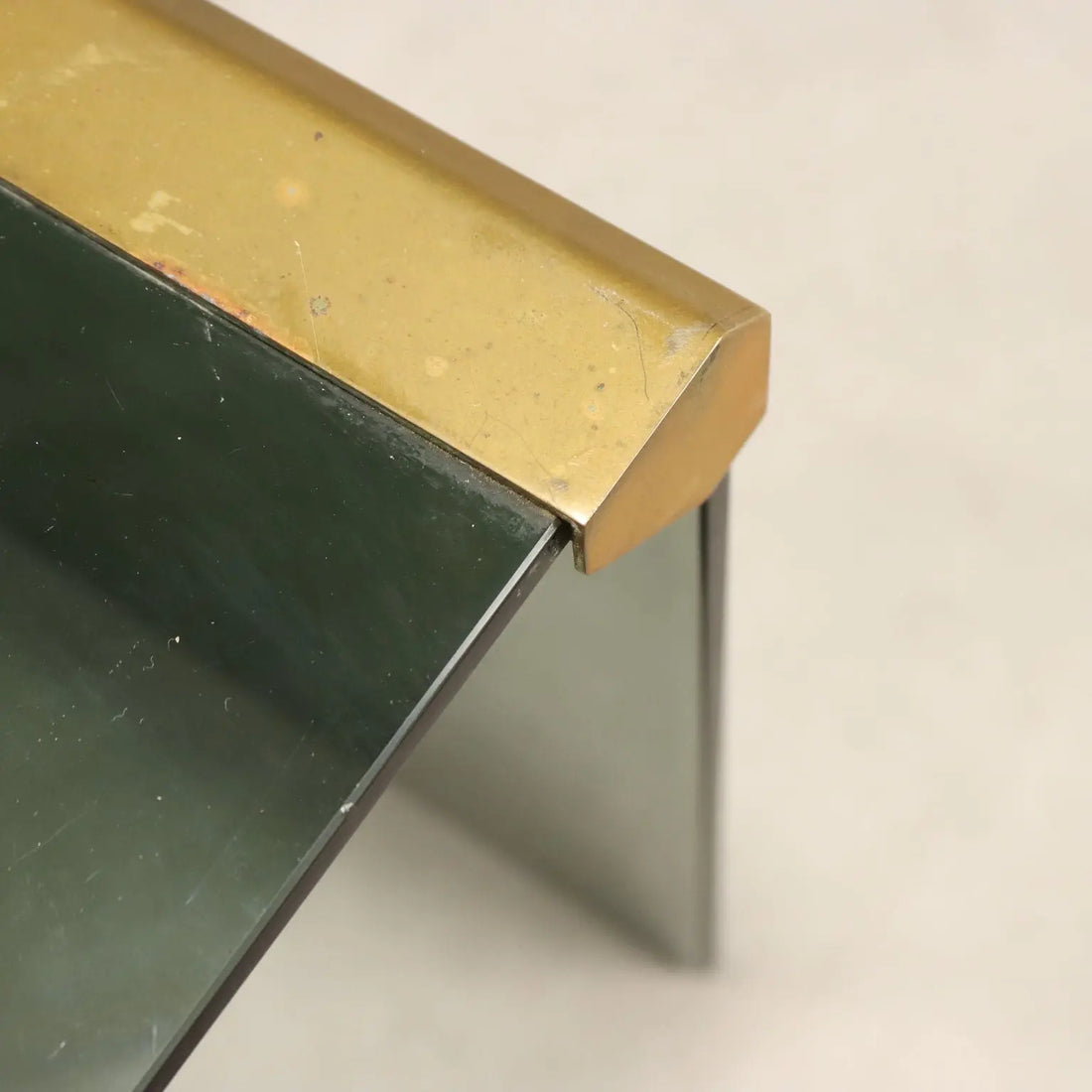 Vintage Coffee Table Smoked Glass Brass Design Italy 1980s