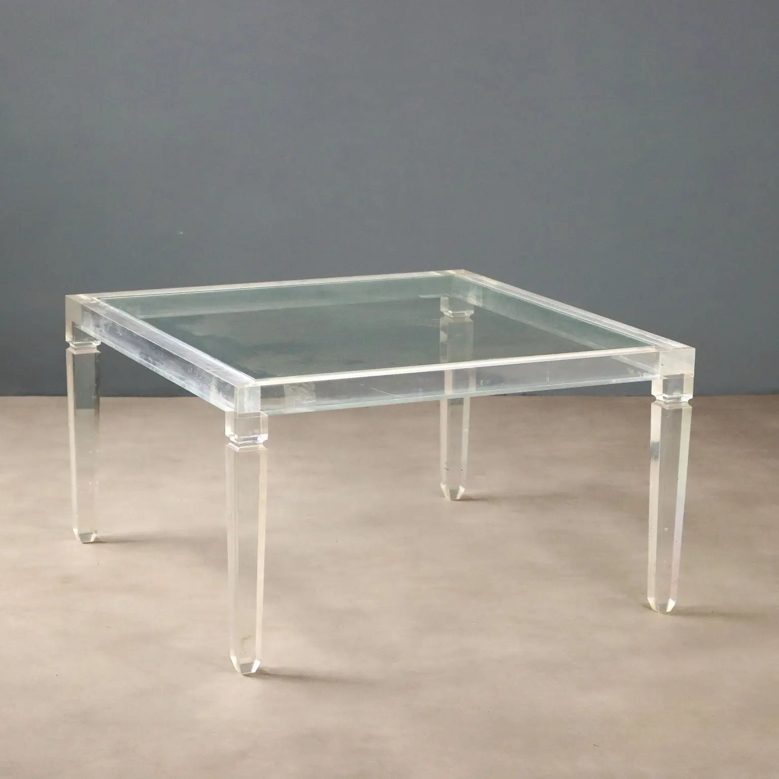 Transparent Plastic and Glass Coffee Table
