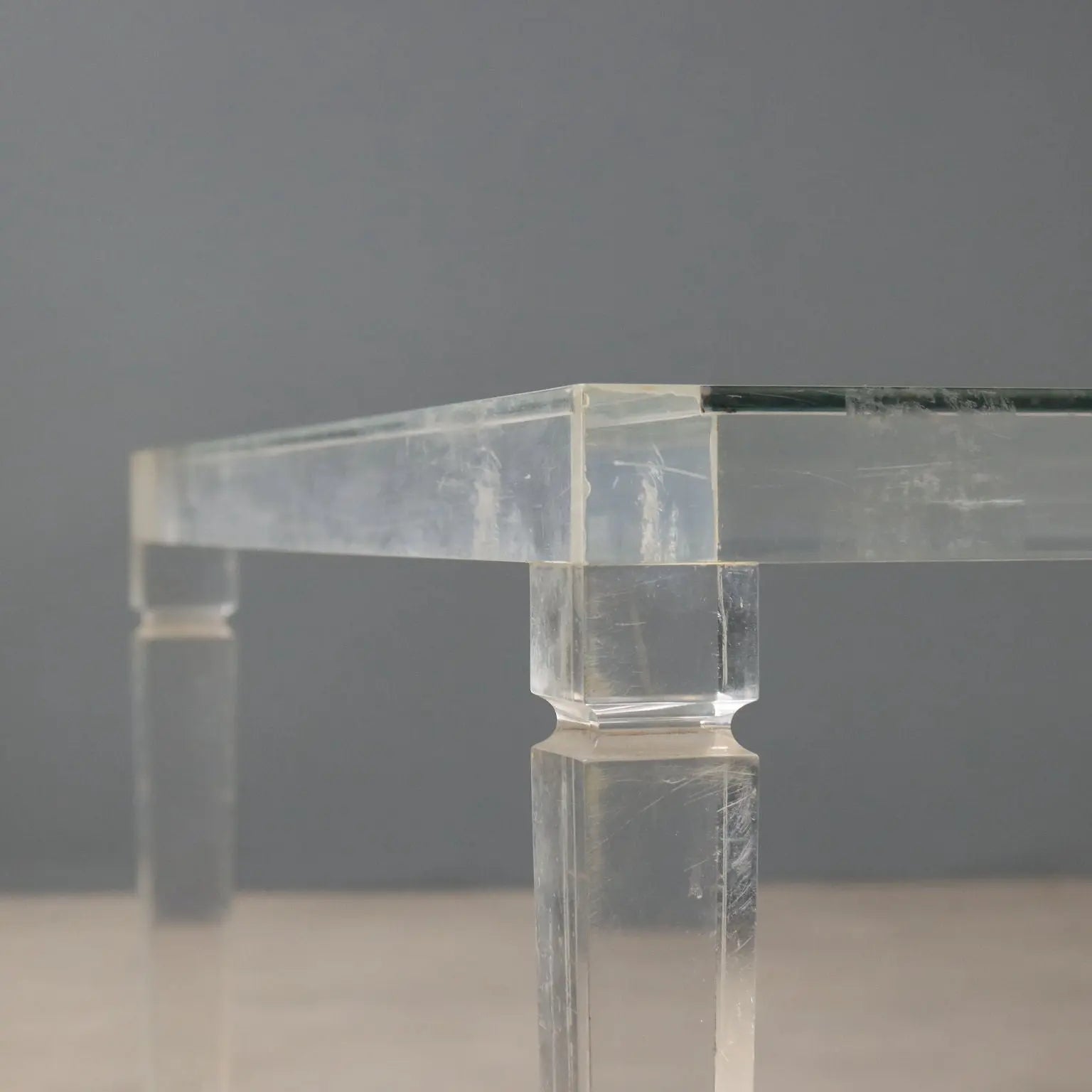Transparent Plastic and Glass Coffee Table