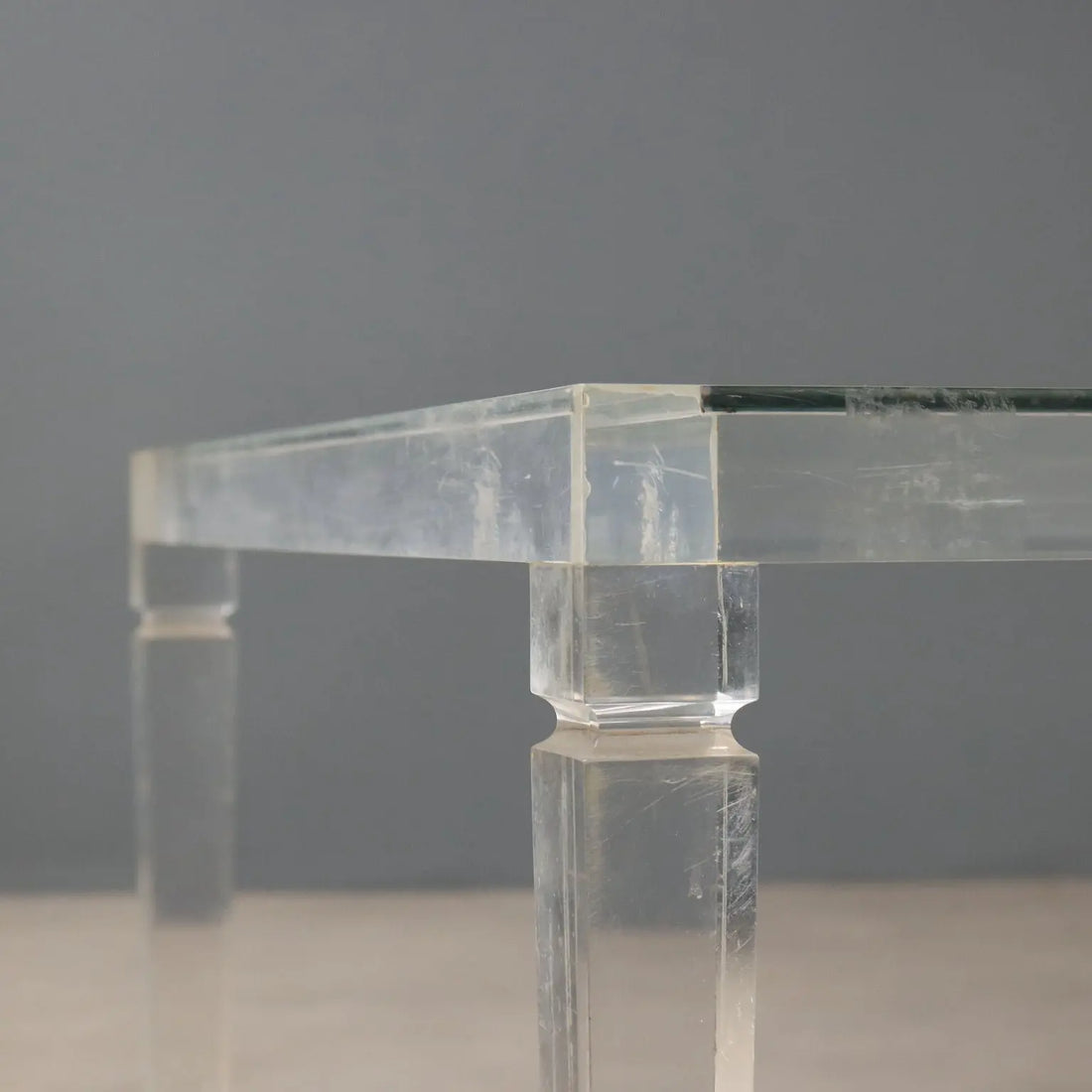 Transparent Plastic and Glass Coffee Table
