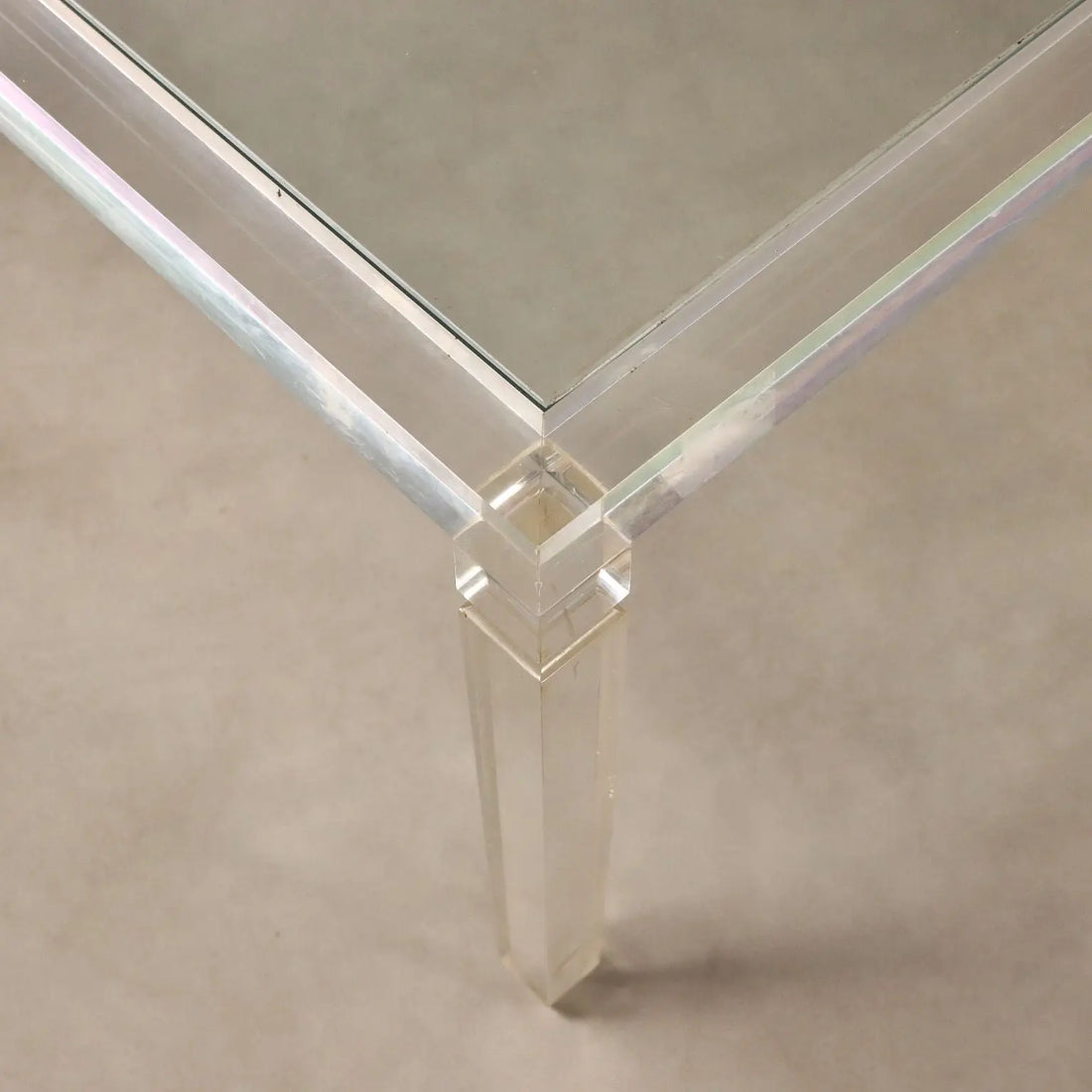 Transparent Plastic and Glass Coffee Table