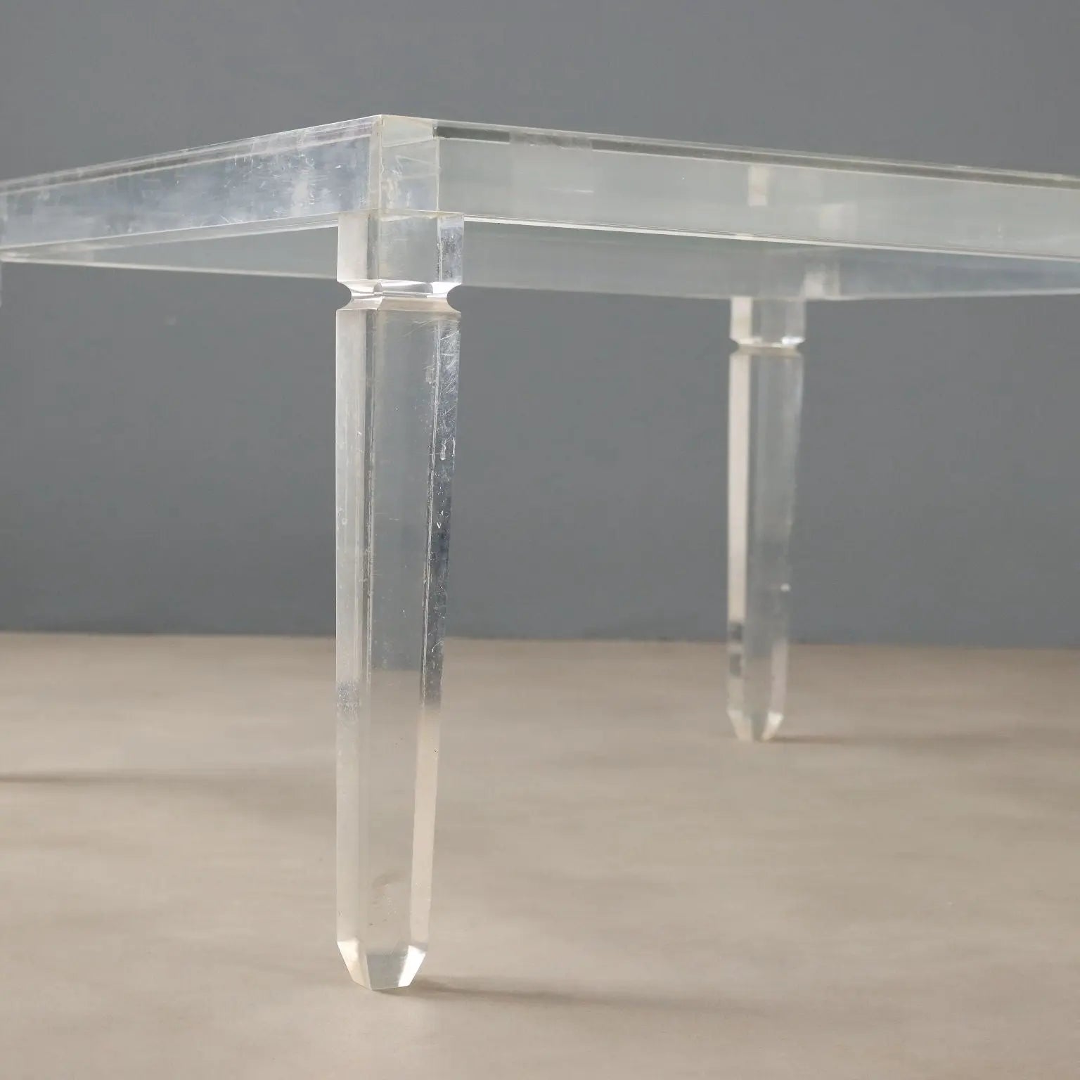 Transparent Plastic and Glass Coffee Table