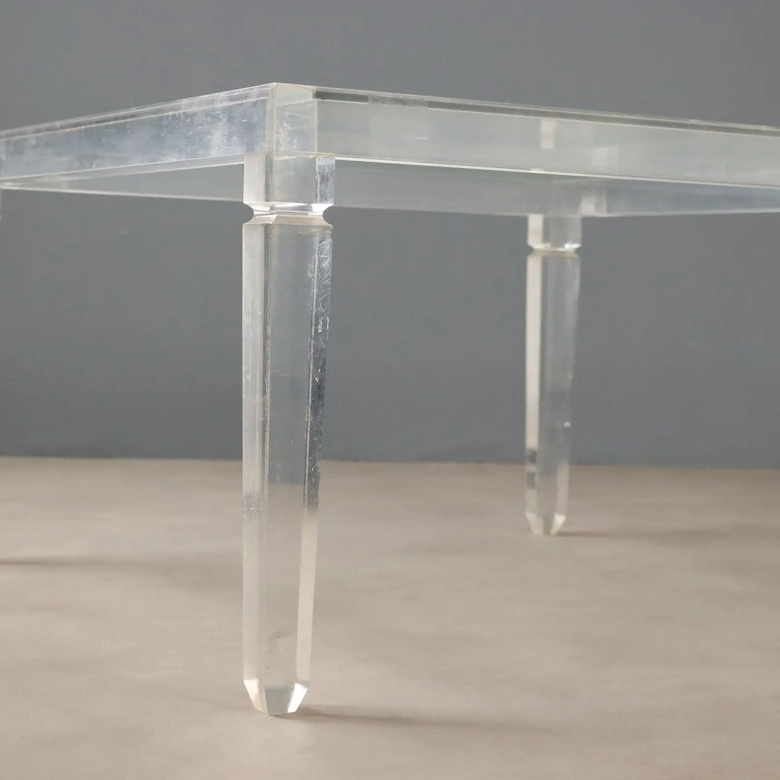 Transparent Plastic and Glass Coffee Table