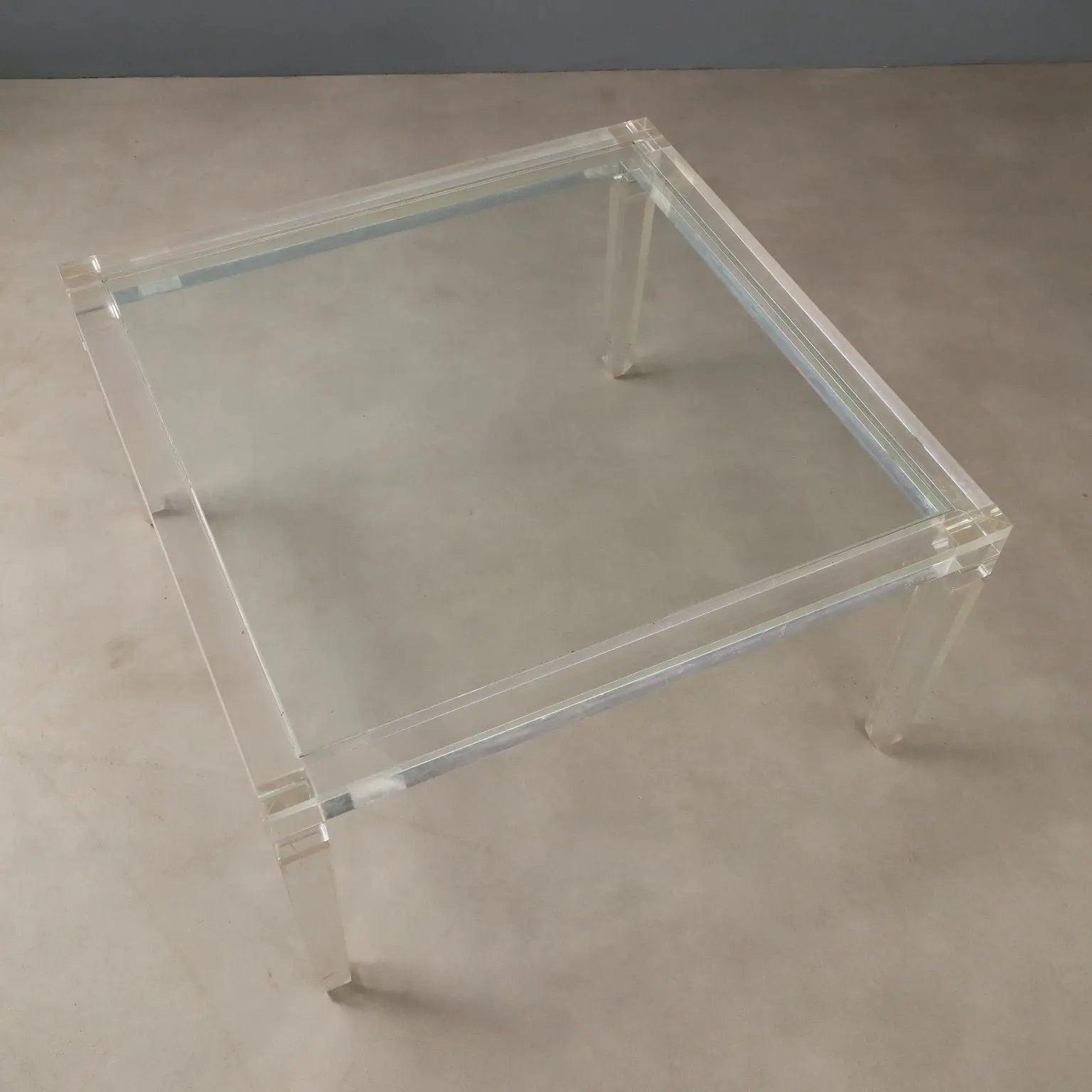 Transparent Plastic and Glass Coffee Table