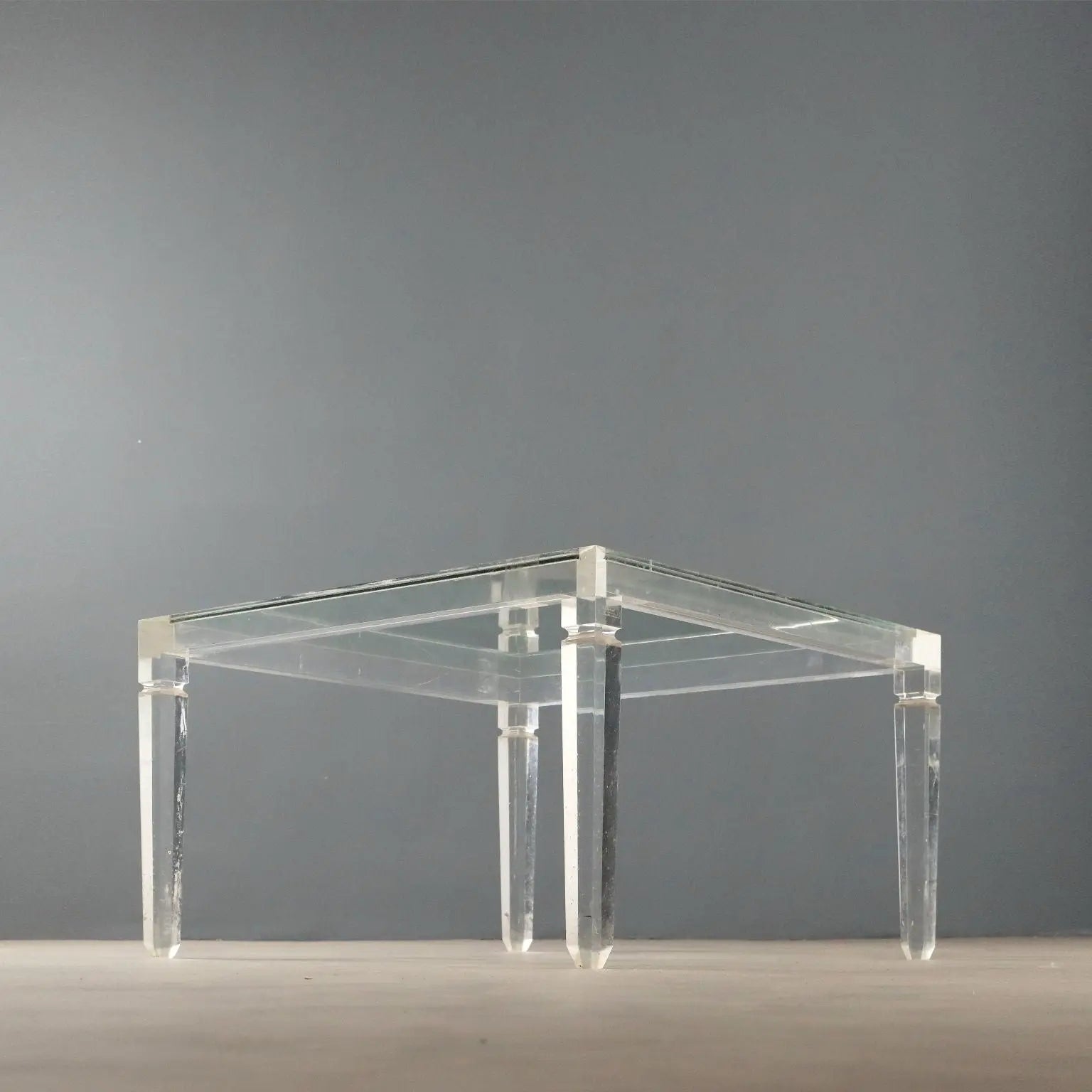 Transparent Plastic and Glass Coffee Table