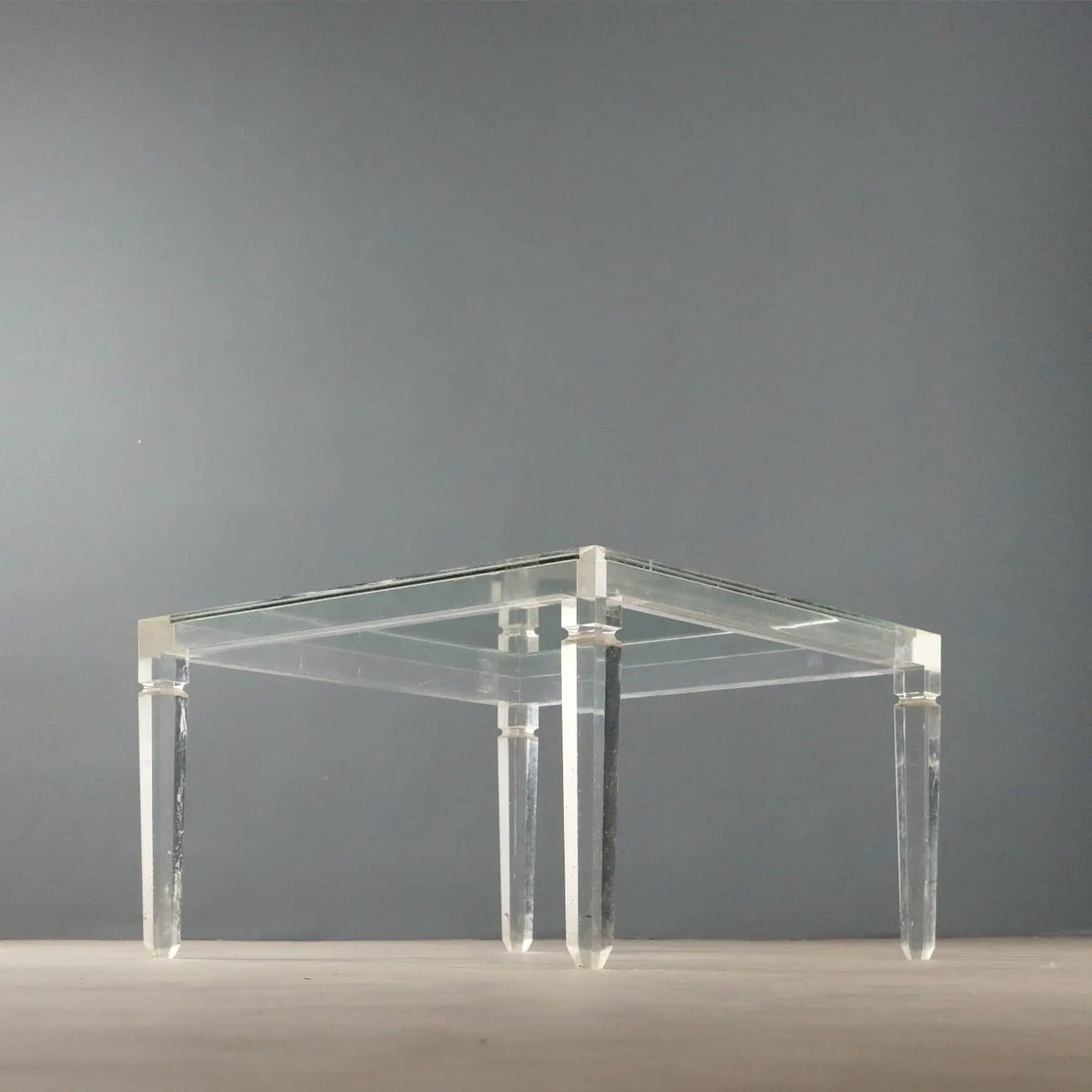 Transparent Plastic and Glass Coffee Table