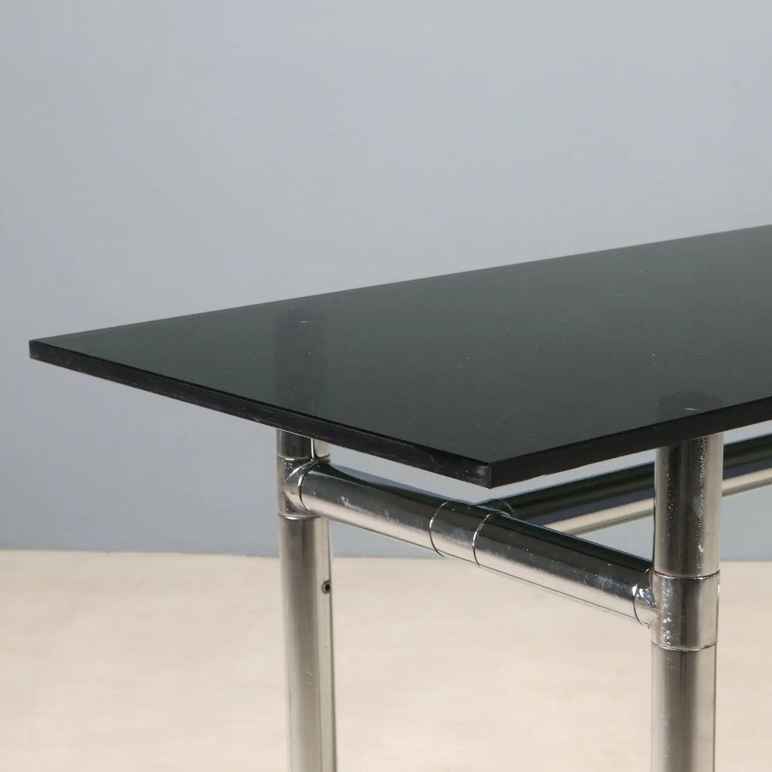 Vintage Console Glass Chromed Metal Design Italy 1980s