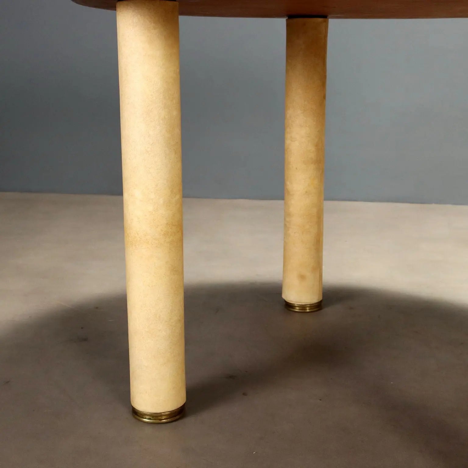 Vintage Table Exotic Wood Leather Design Italy 1960s