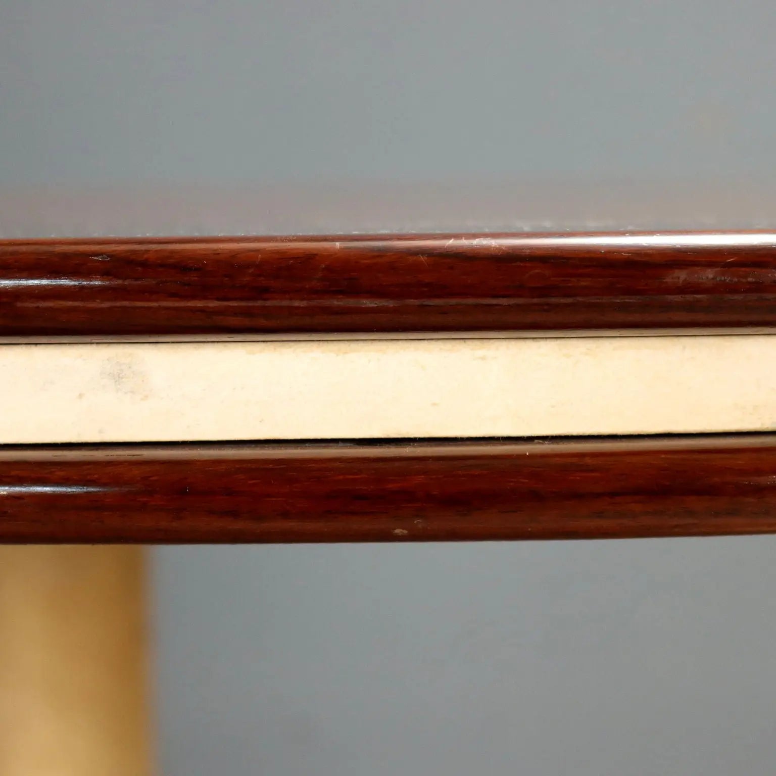 Vintage Table Exotic Wood Leather Design Italy 1960s