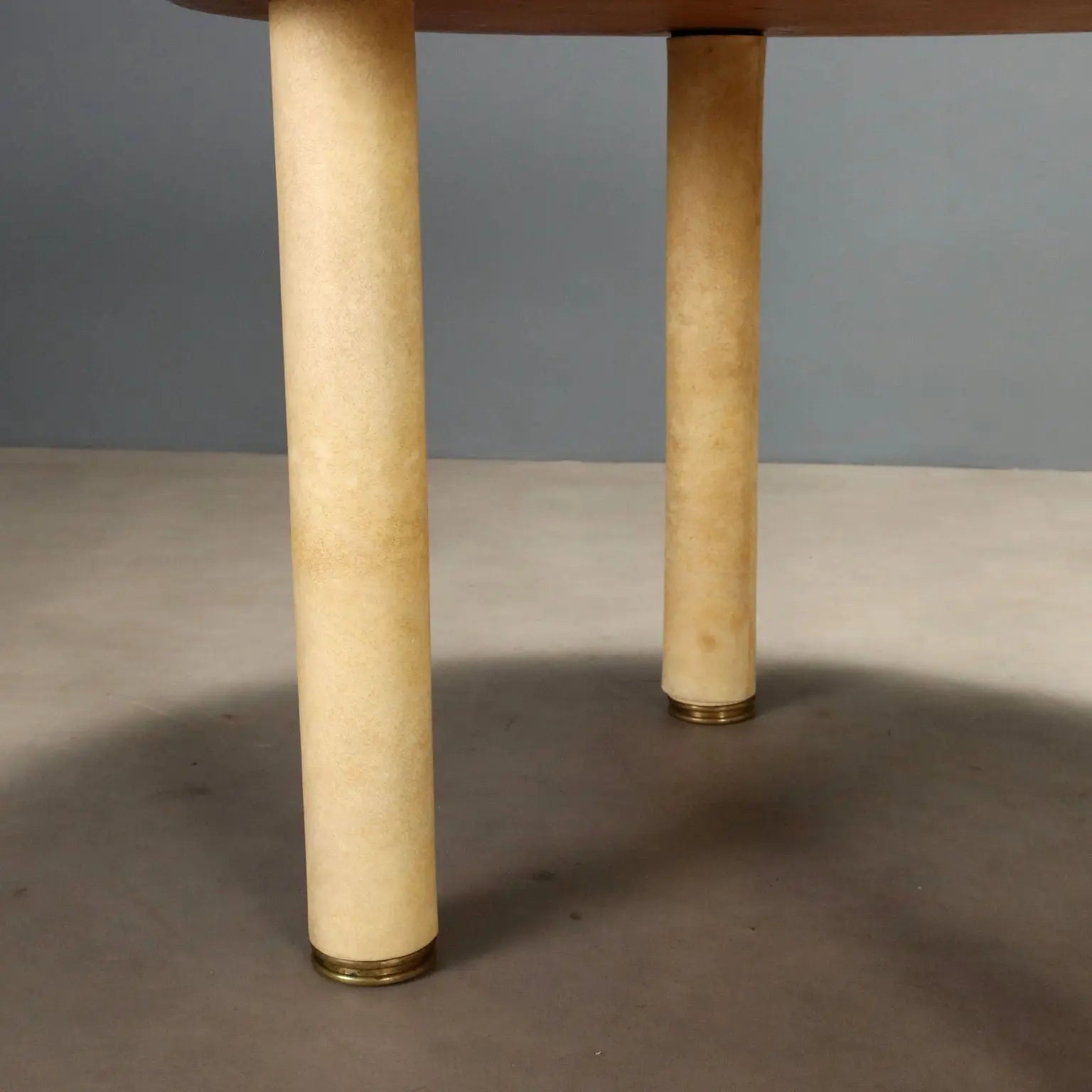 Vintage Table Exotic Wood Leather Design Italy 1960s