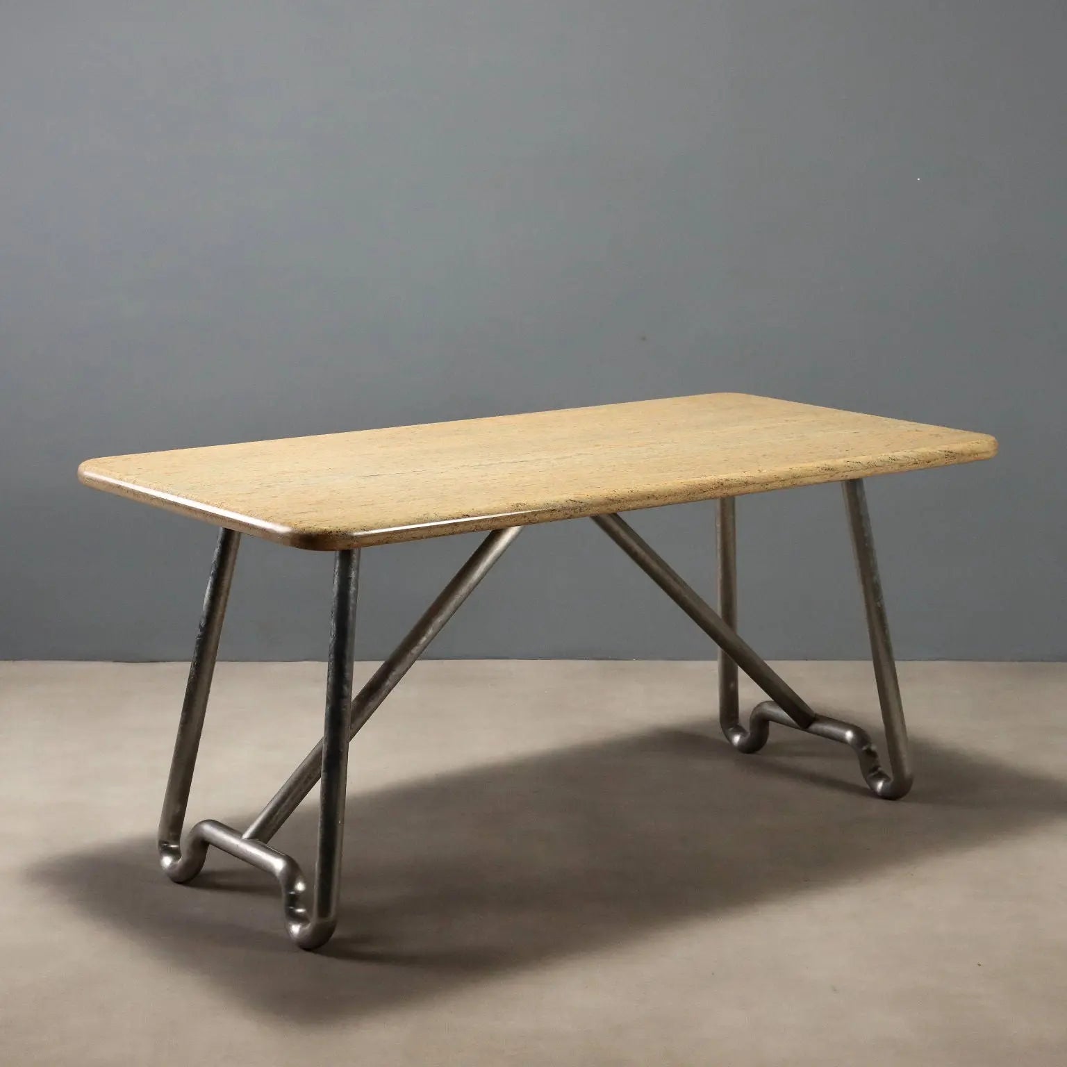 1970s Marble and Aluminum Table