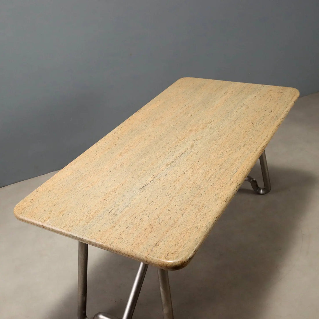 1970s Marble and Aluminum Table