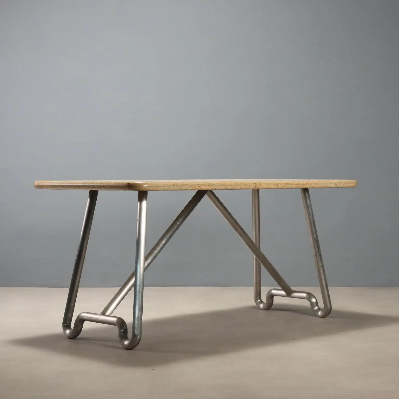 1970s Marble and Aluminum Table
