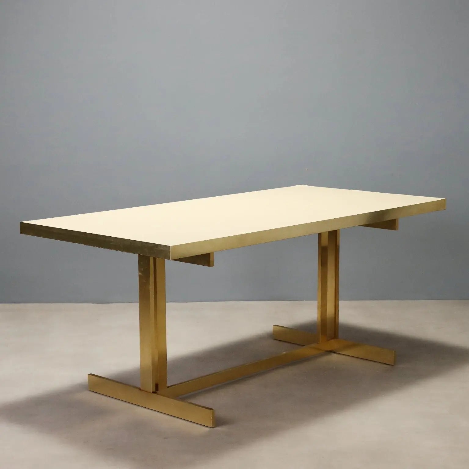 Vintage Table Mario Sabot Brass Laminate Design Italy 1980s
