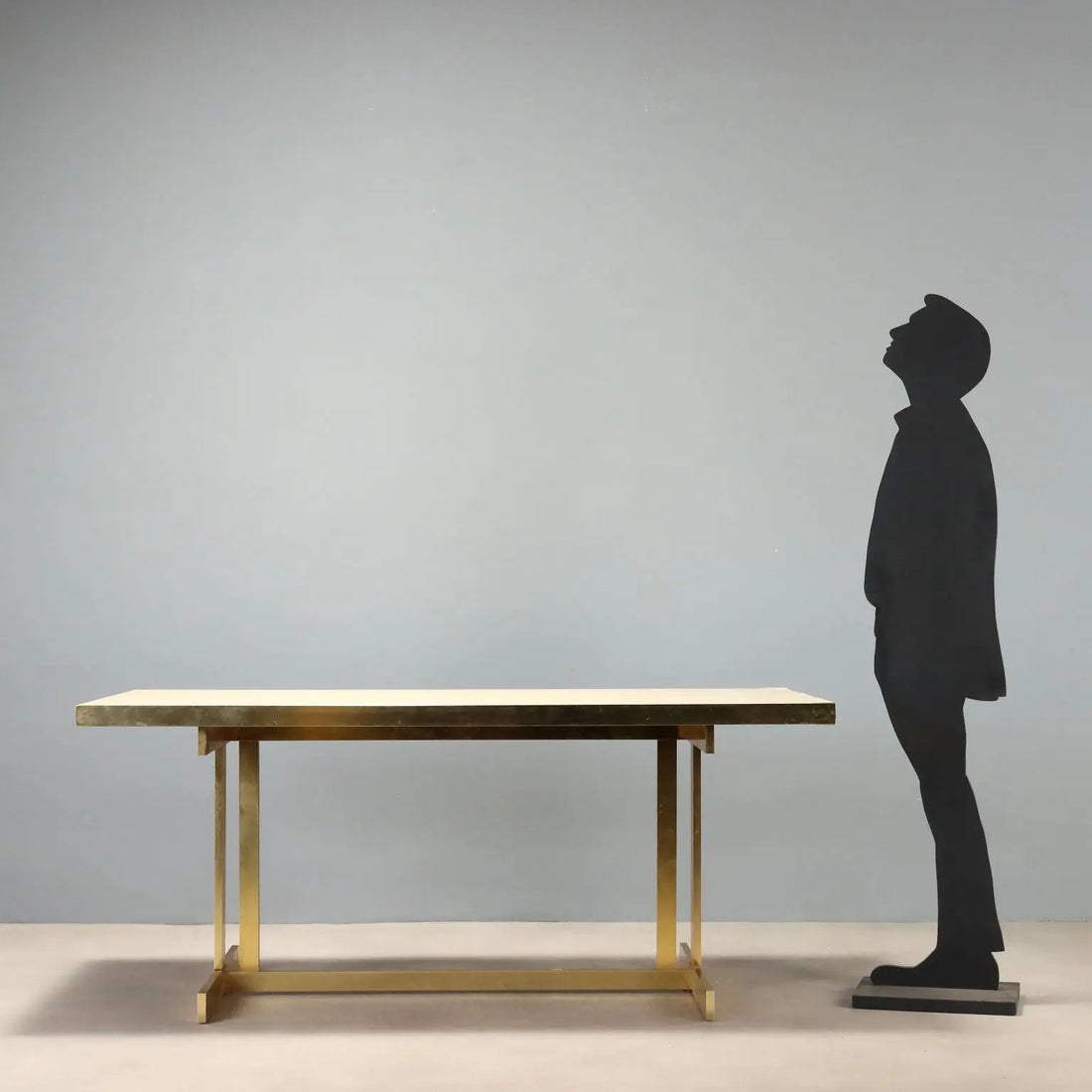 Vintage Table Mario Sabot Brass Laminate Design Italy 1980s