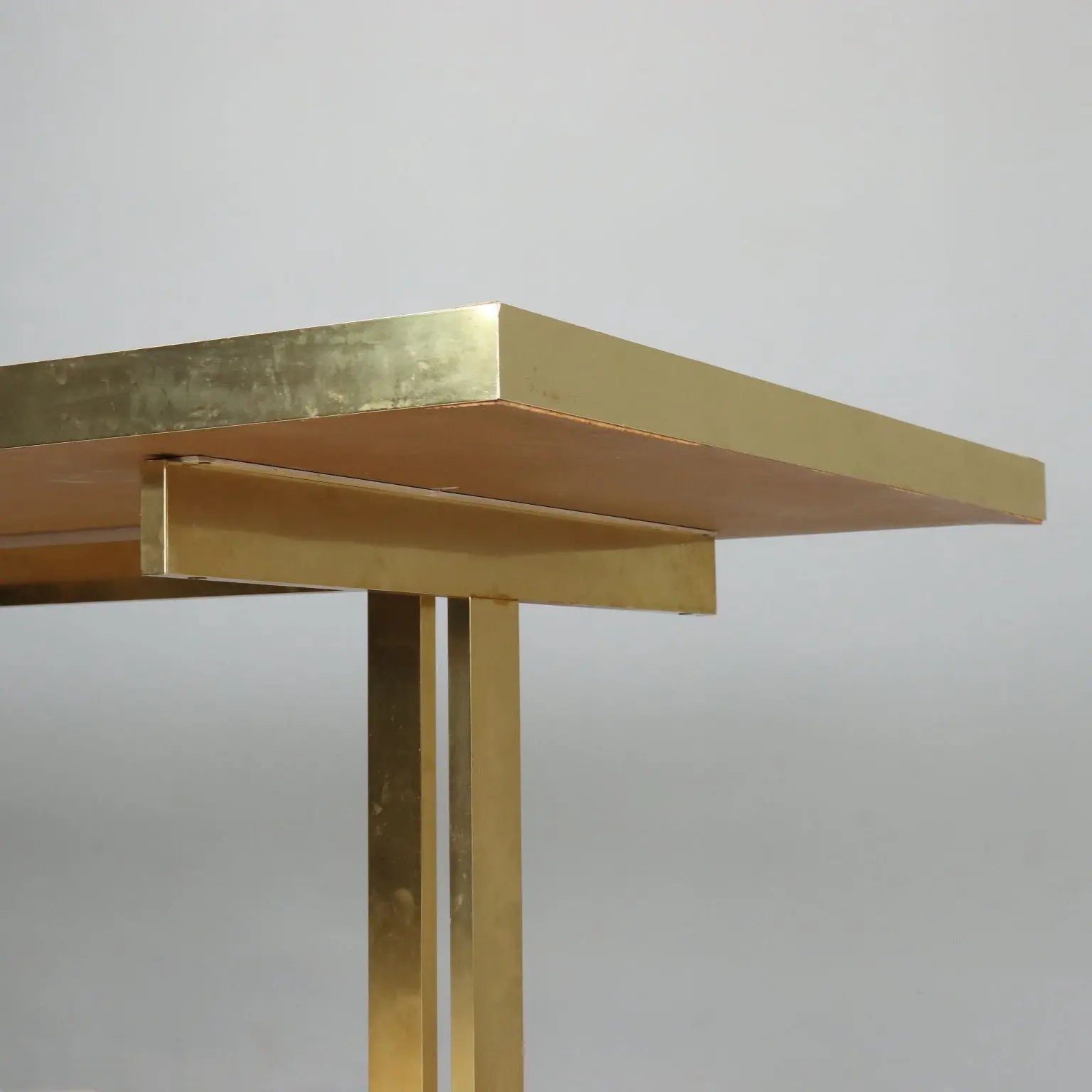 Vintage Table Mario Sabot Brass Laminate Design Italy 1980s