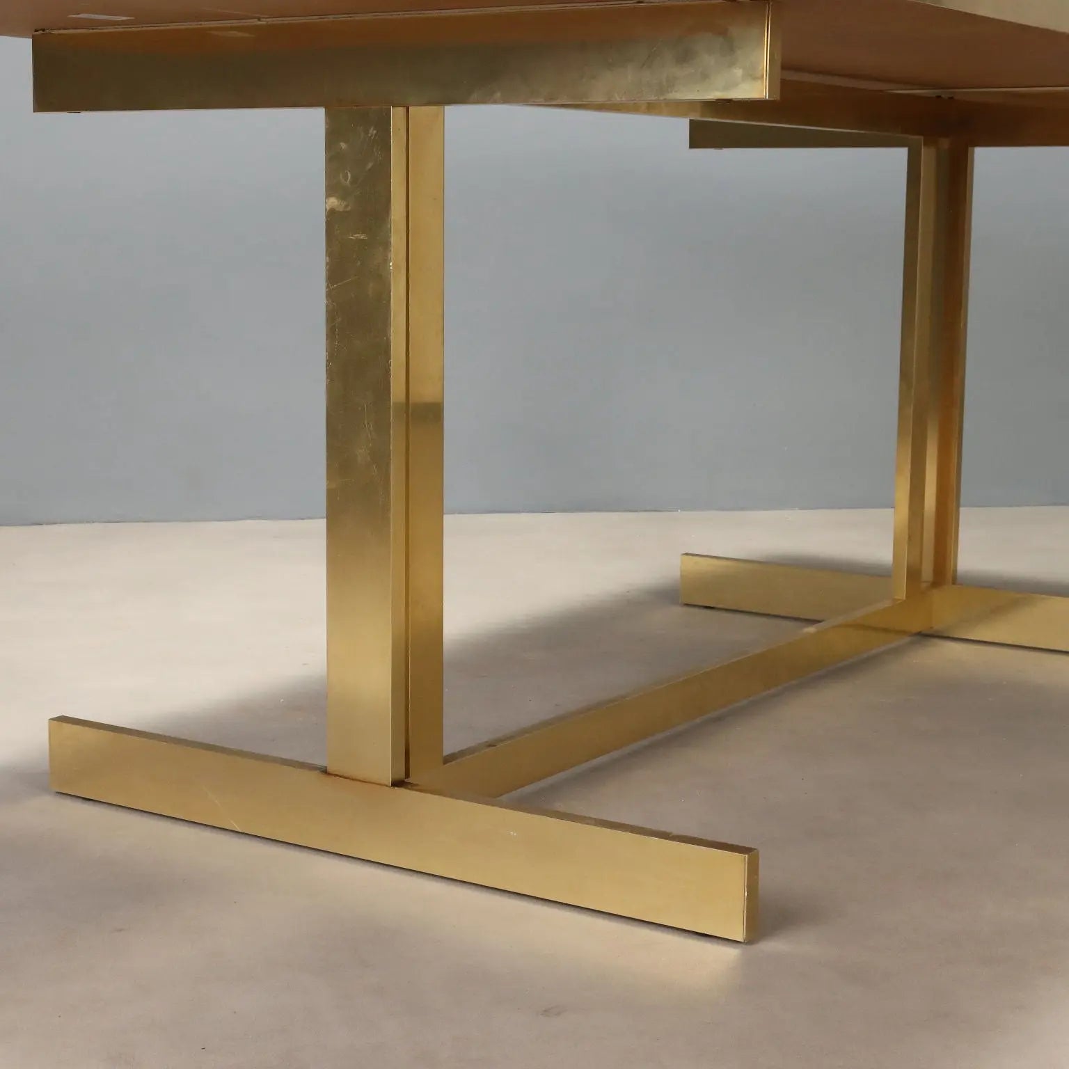 Vintage Table Mario Sabot Brass Laminate Design Italy 1980s