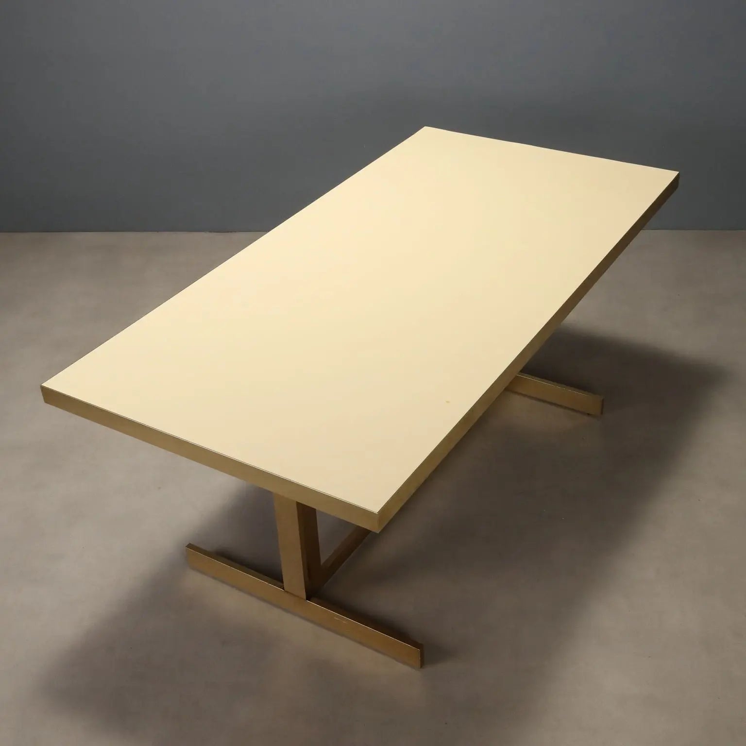 Vintage Table Mario Sabot Brass Laminate Design Italy 1980s