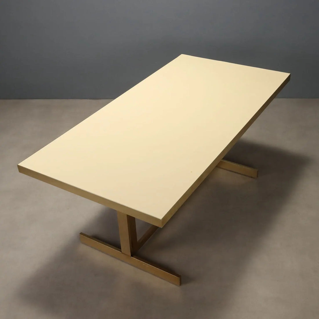 Vintage Table Mario Sabot Brass Laminate Design Italy 1980s