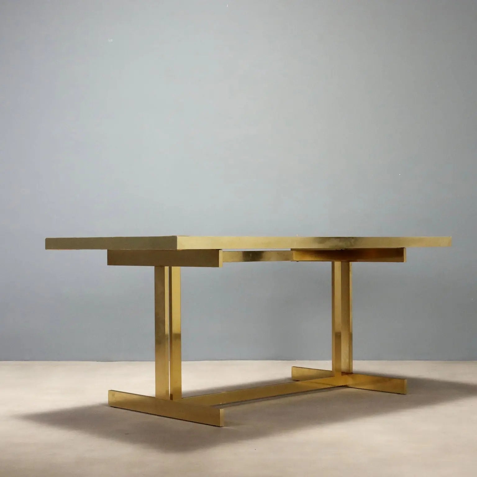 Vintage Table Mario Sabot Brass Laminate Design Italy 1980s