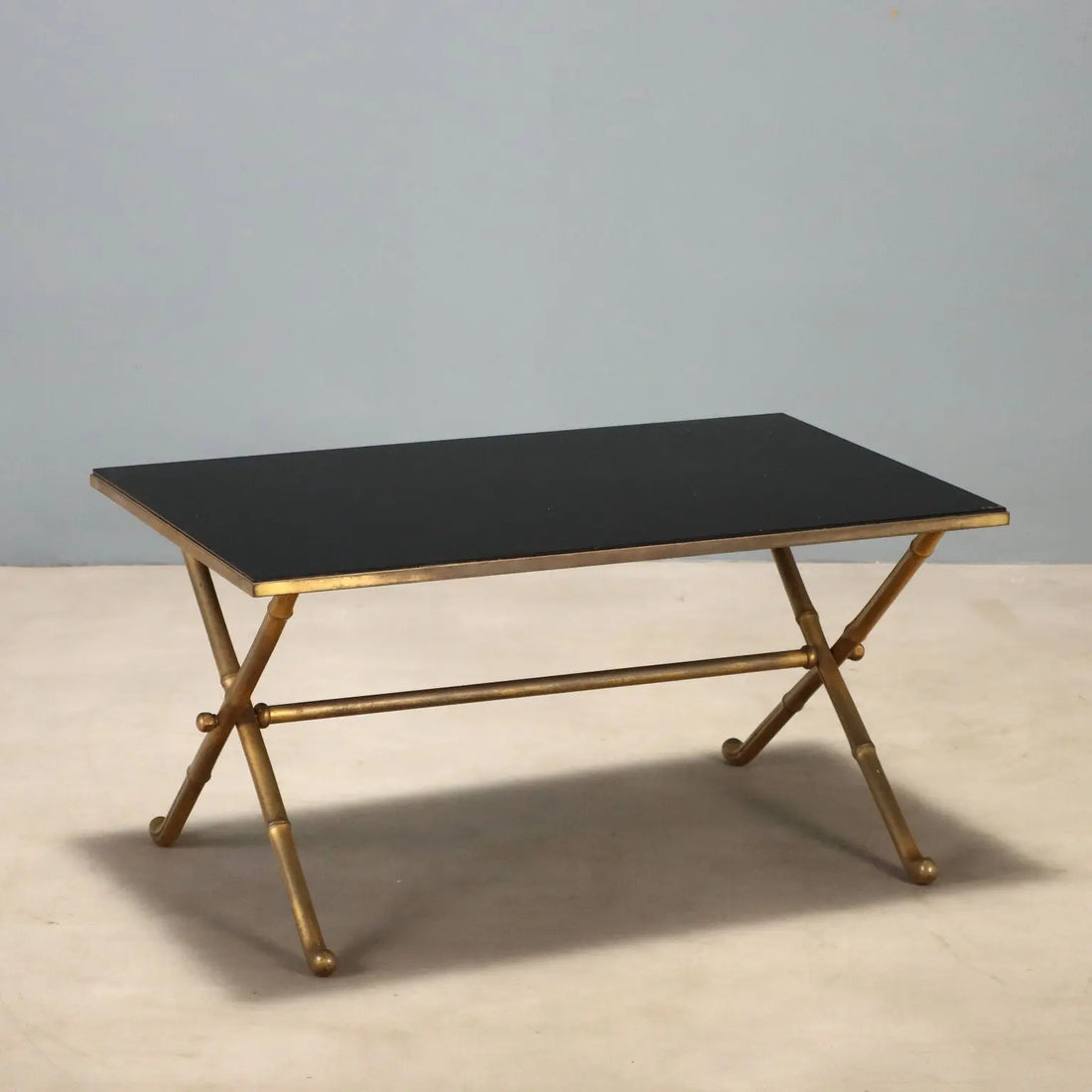 Vintage 1950s-60s Brass and Opaline Glass Table