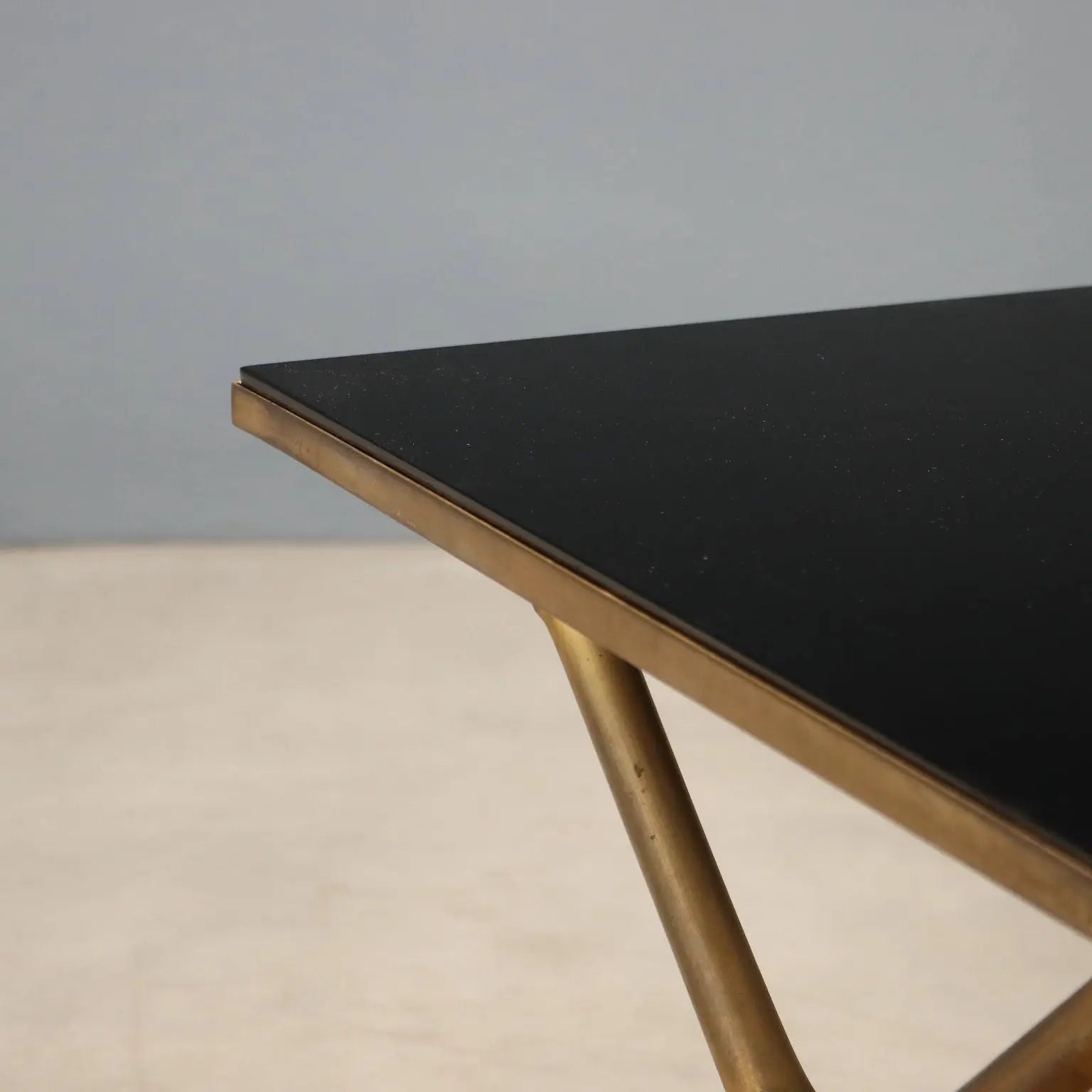 Vintage 1950s-60s Brass and Opaline Glass Table