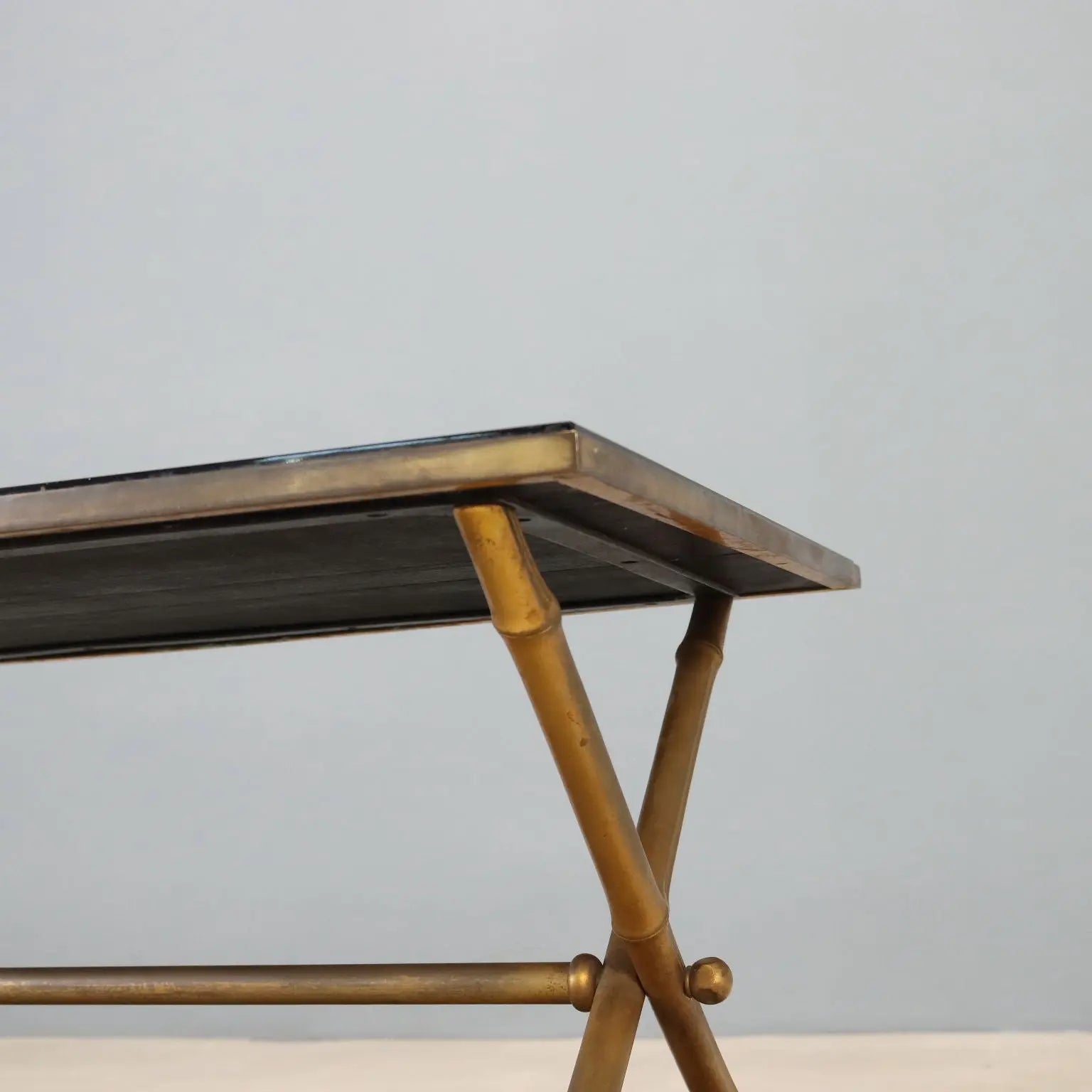Vintage 1950s-60s Brass and Opaline Glass Table
