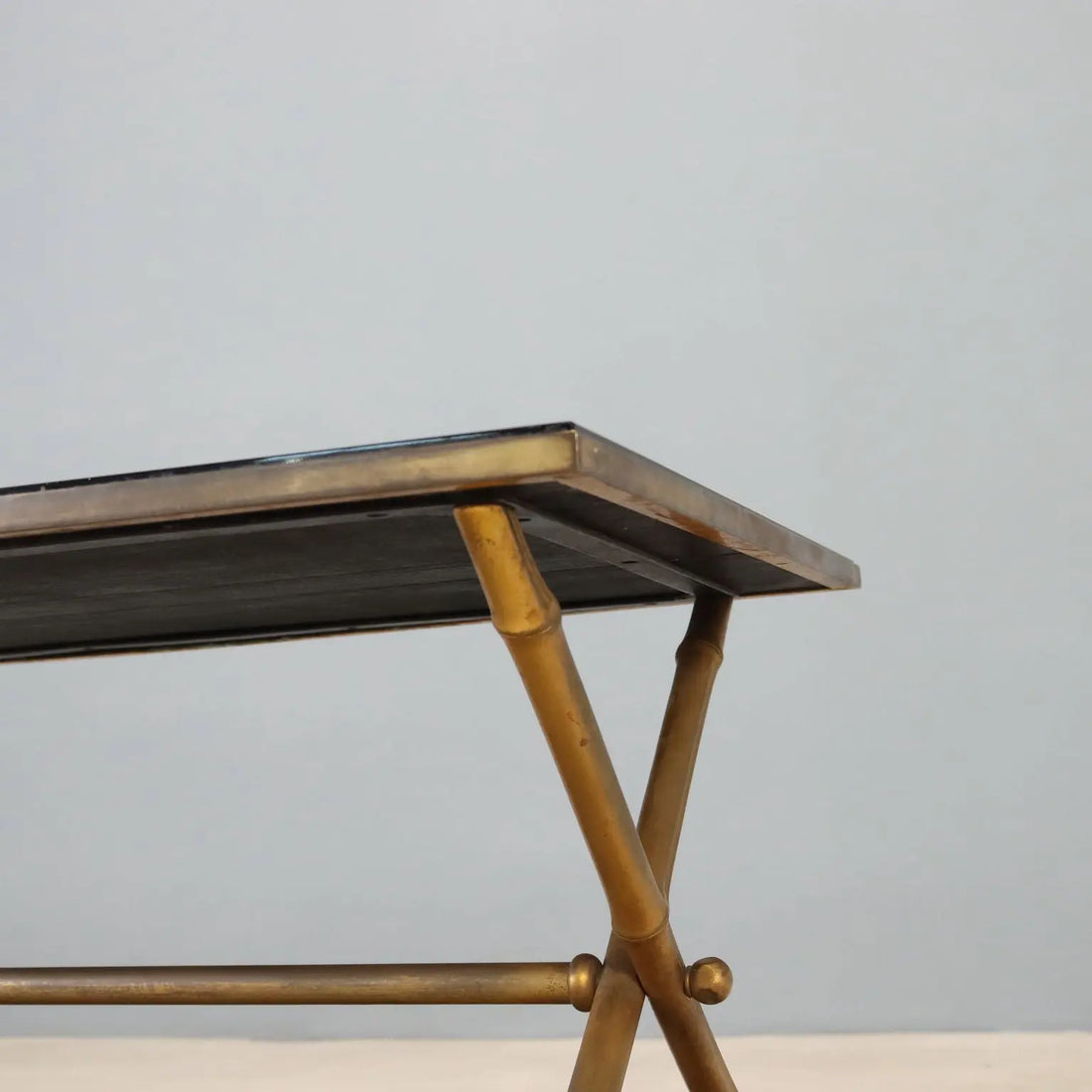Vintage 1950s-60s Brass and Opaline Glass Table