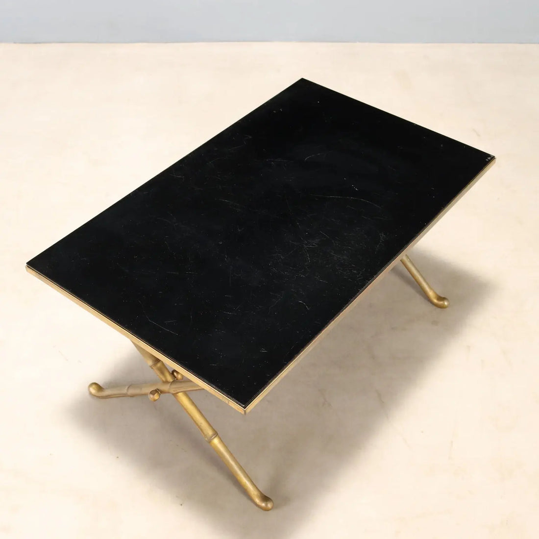 Vintage 1950s-60s Brass and Opaline Glass Table