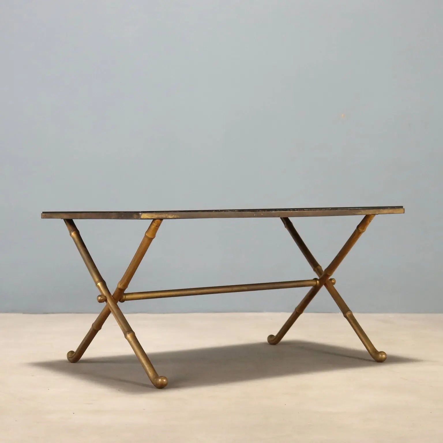 Vintage 1950s-60s Brass and Opaline Glass Table