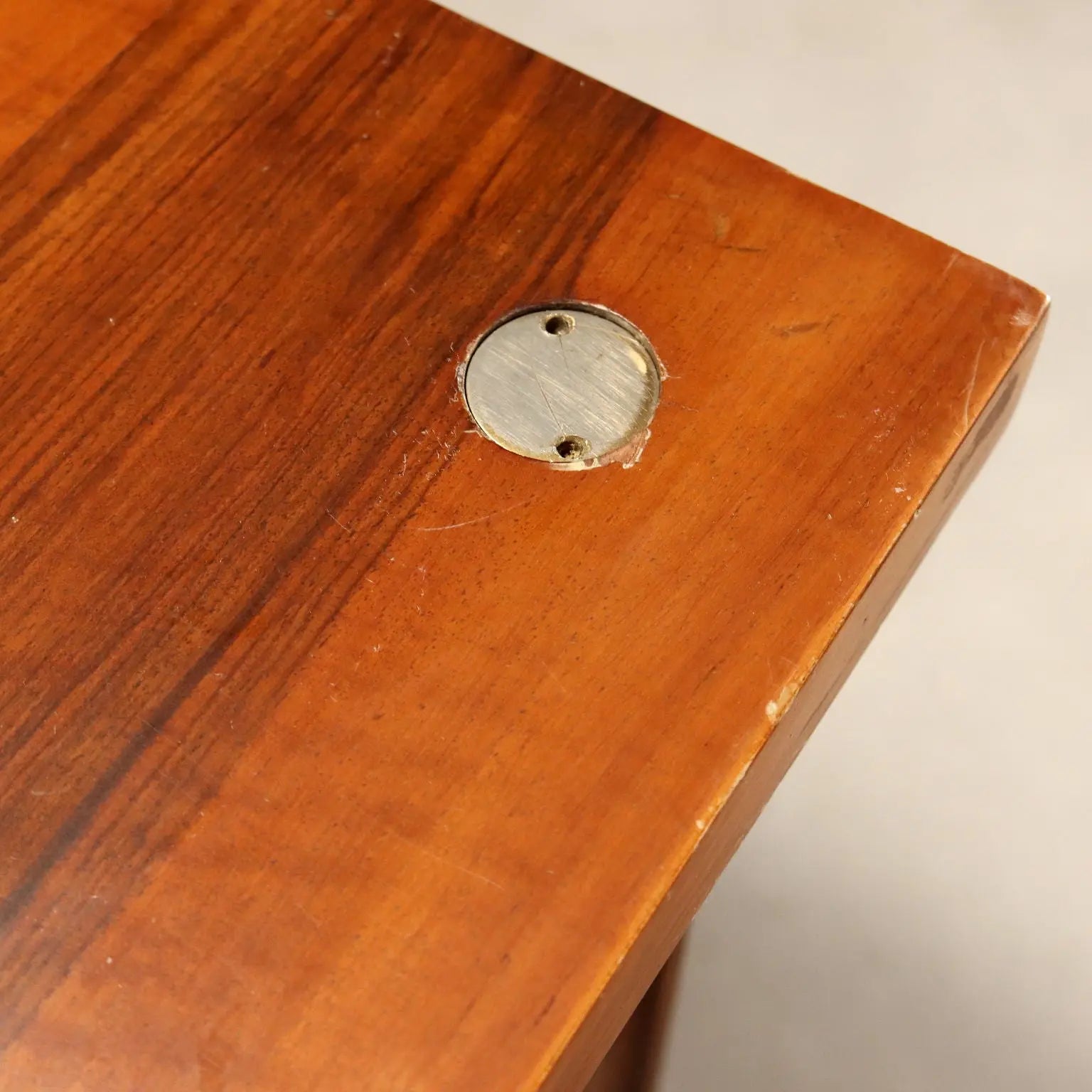 Vintage Table Beech Mahogany Aluminium Design Italy 1960s