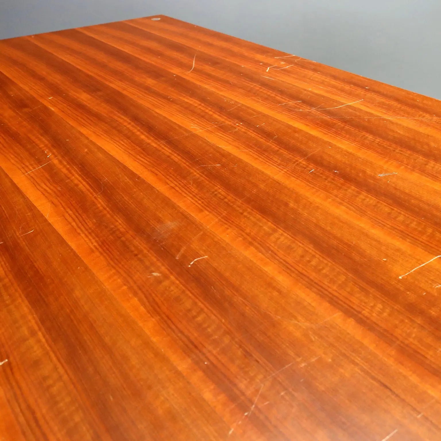 Vintage Table Beech Mahogany Aluminium Design Italy 1960s