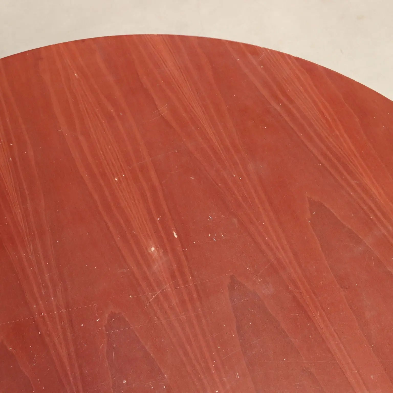Vintage Coffee Table Veneered Wood Ceramic Sphere Design 1980s