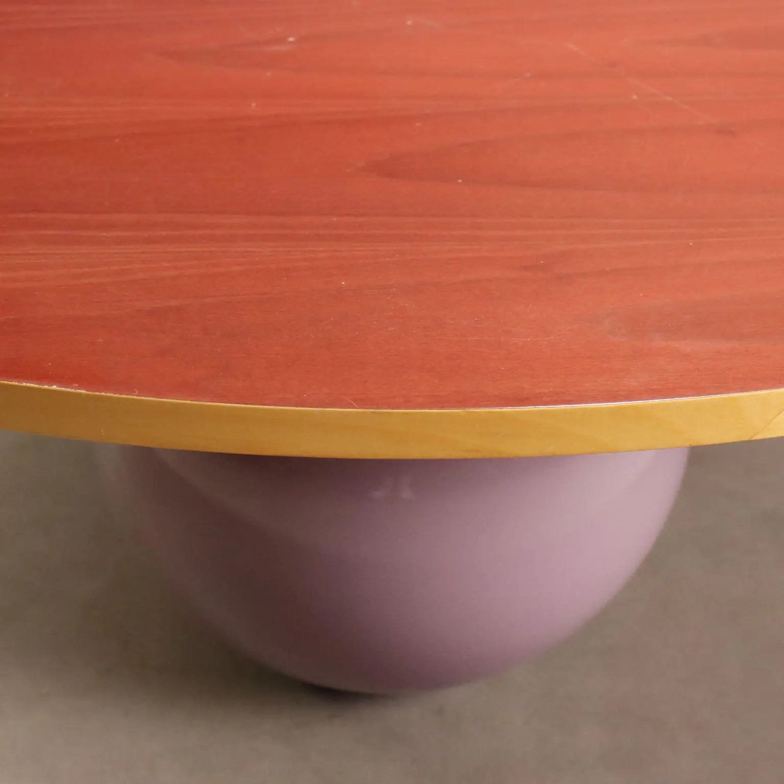 Vintage Coffee Table Veneered Wood Ceramic Sphere Design 1980s