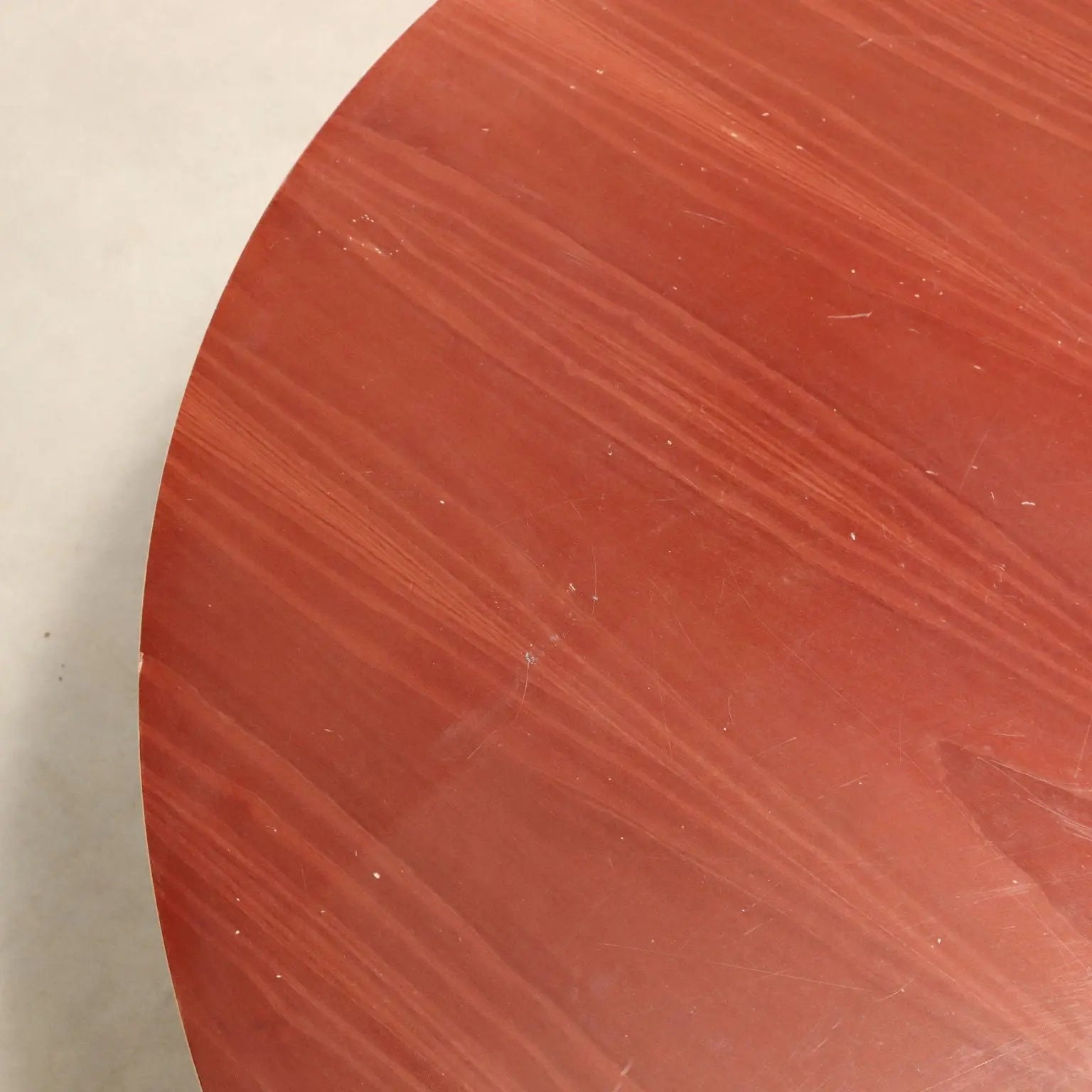 Vintage Coffee Table Veneered Wood Ceramic Sphere Design 1980s