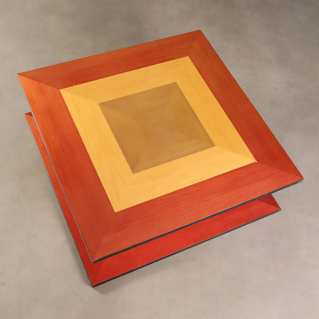 Vintage Coffee Table Veneered Wood Design Italy 1980s