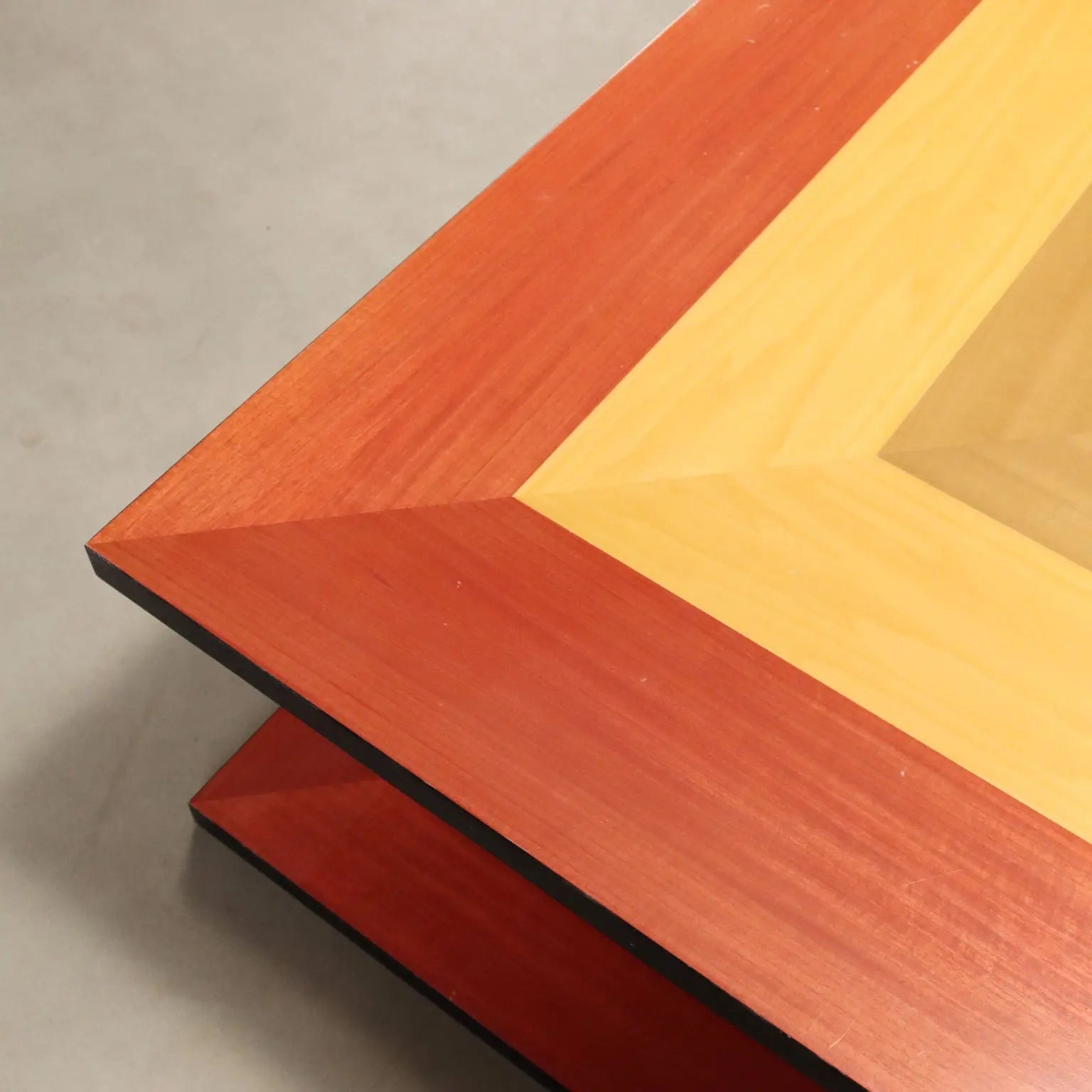 Vintage Coffee Table Veneered Wood Design Italy 1980s
