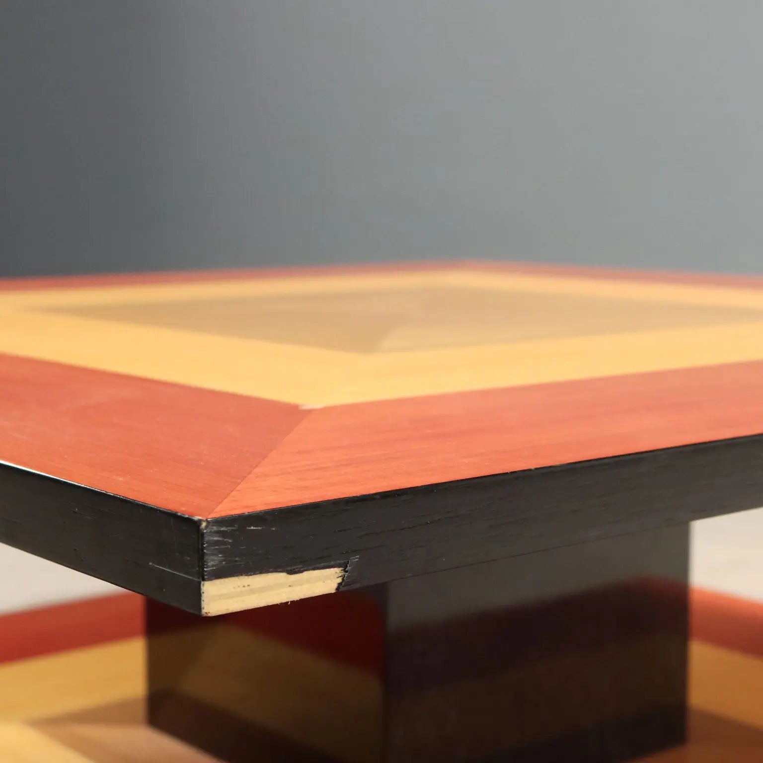 Vintage Coffee Table Veneered Wood Design Italy 1980s