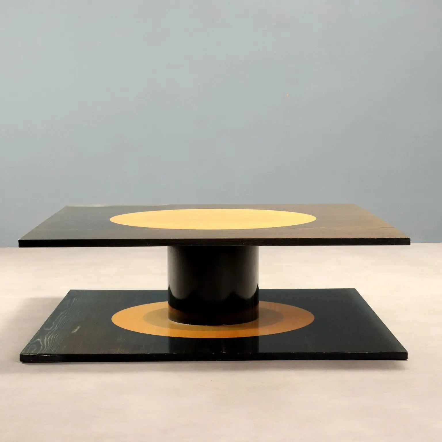Vintage Coffee Table Veneered Wood Design Italy 1980s