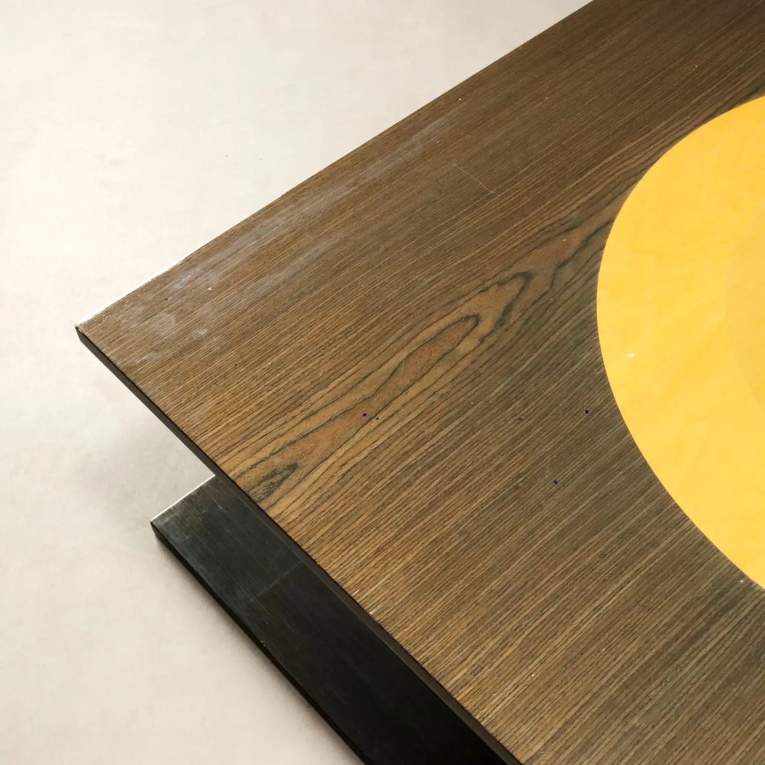 Vintage Coffee Table Veneered Wood Design Italy 1980s