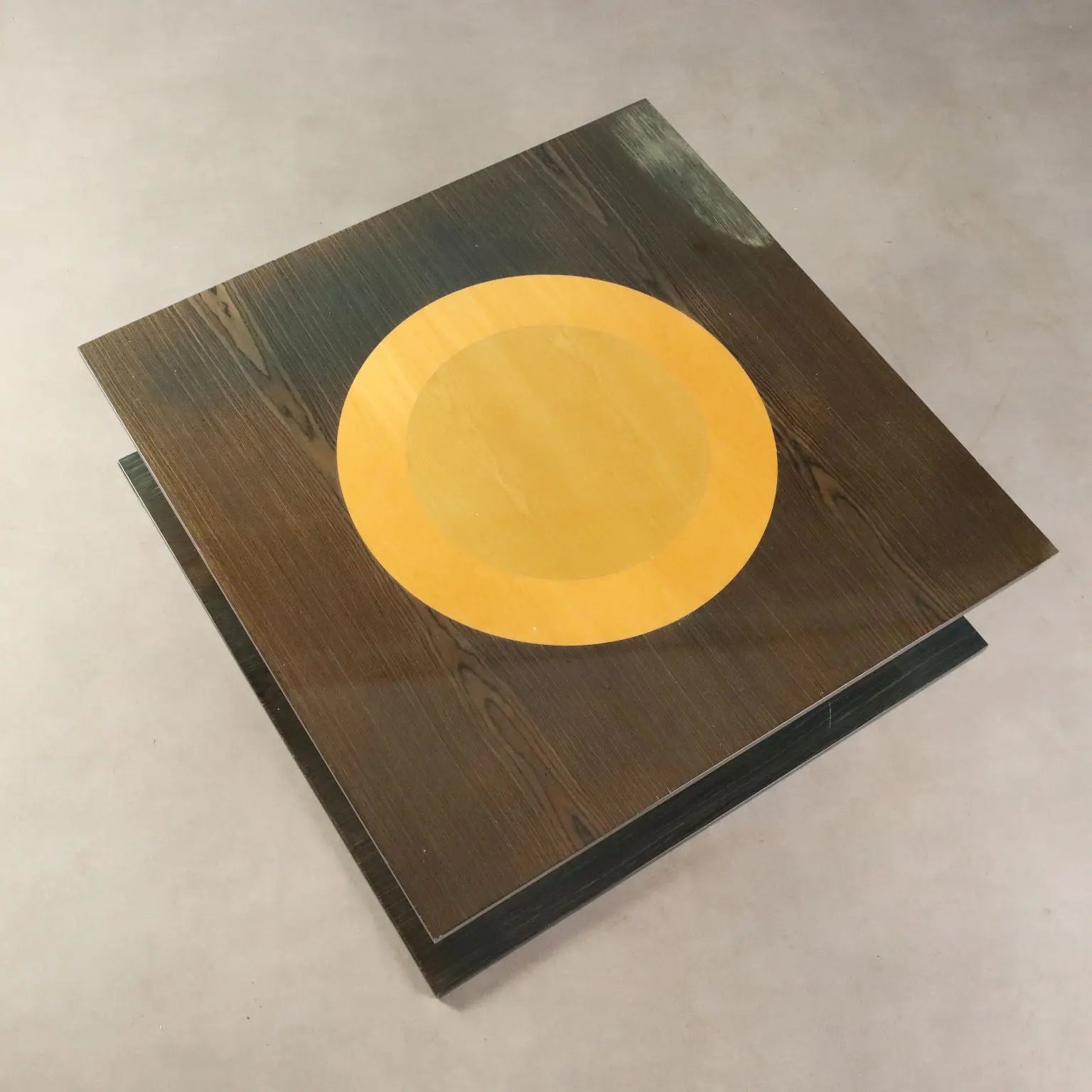 Vintage Coffee Table Veneered Wood Design Italy 1980s