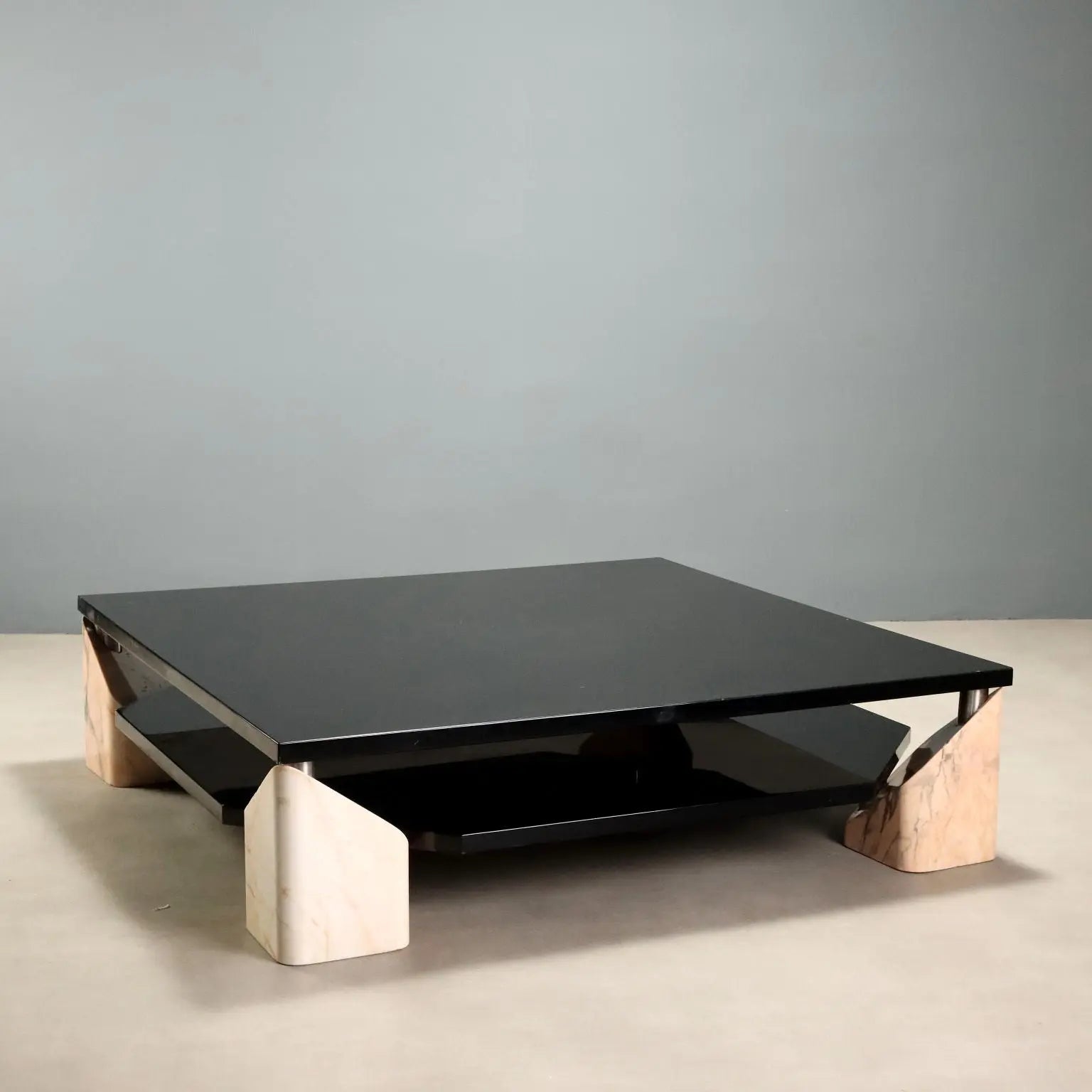 Vintage 1970s Table with Pink Marble Bases