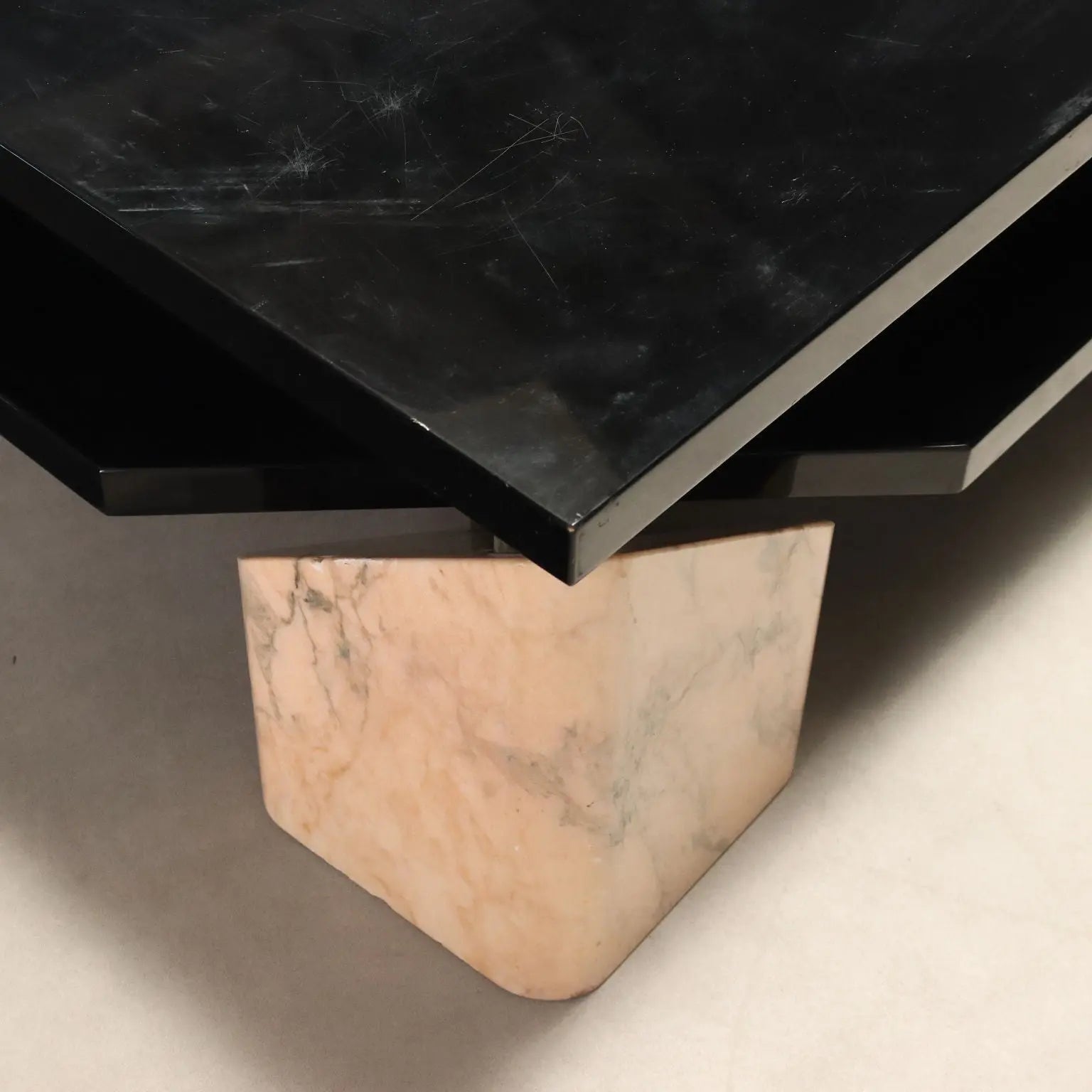Vintage 1970s Table with Pink Marble Bases