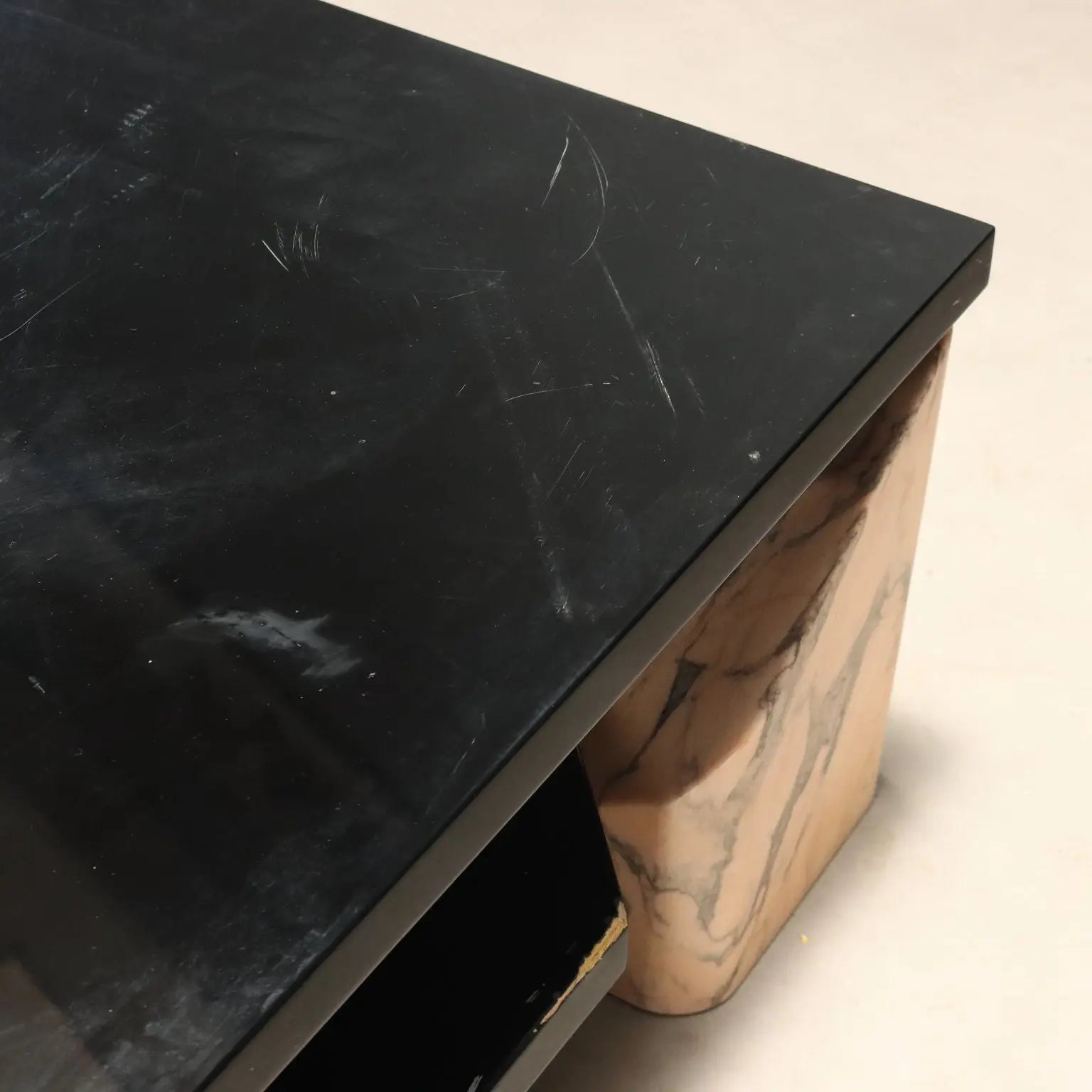 Vintage 1970s Table with Pink Marble Bases
