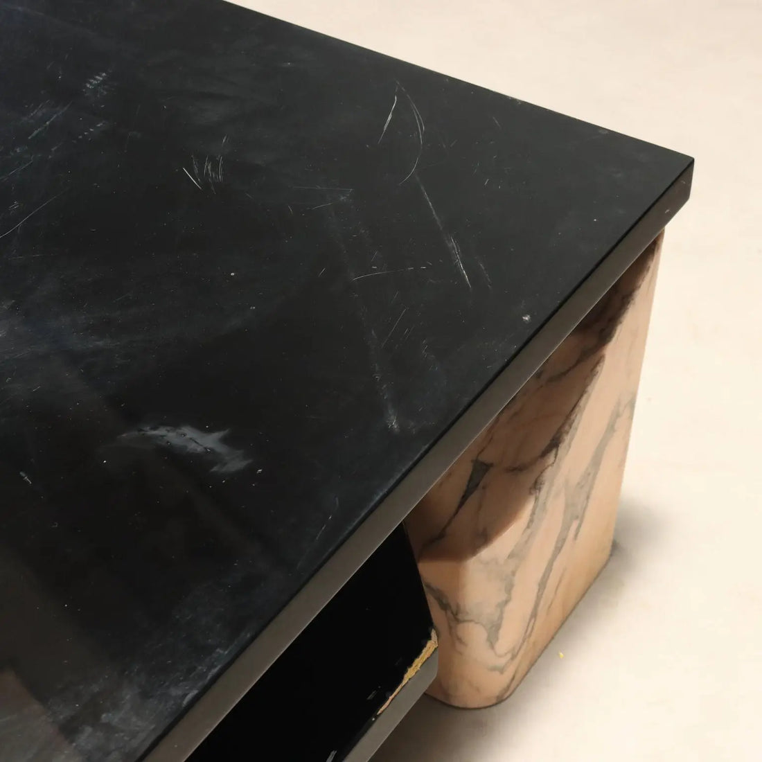 Vintage 1970s Table with Pink Marble Bases