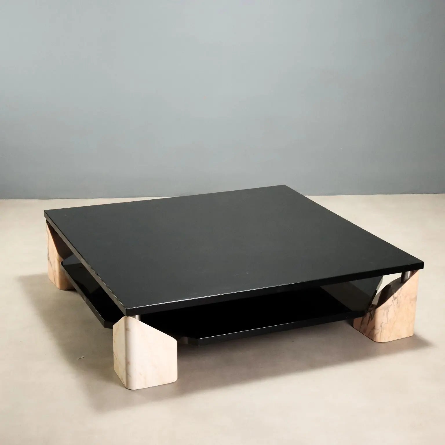 Vintage 1970s Table with Pink Marble Bases