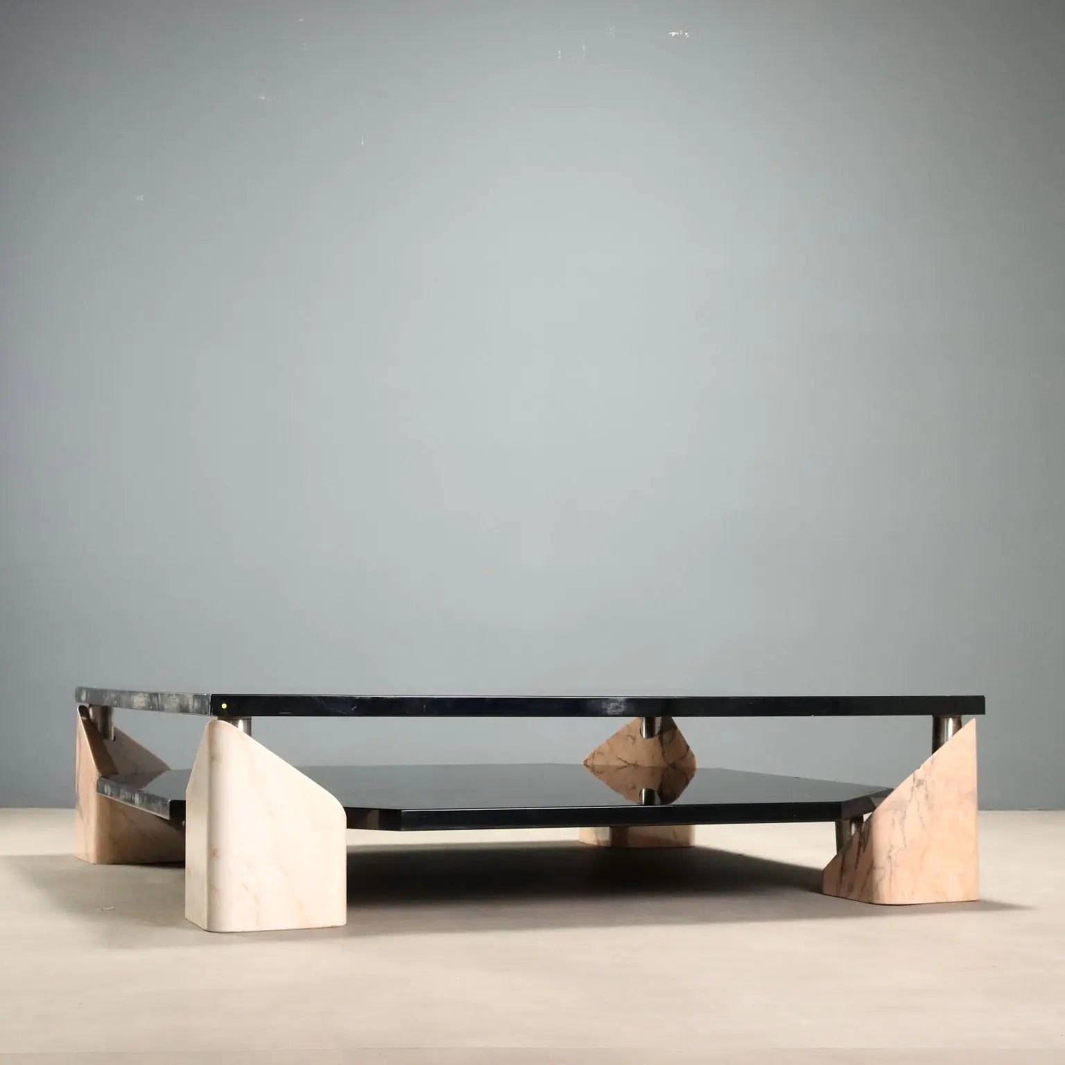 Vintage 1970s Table with Pink Marble Bases